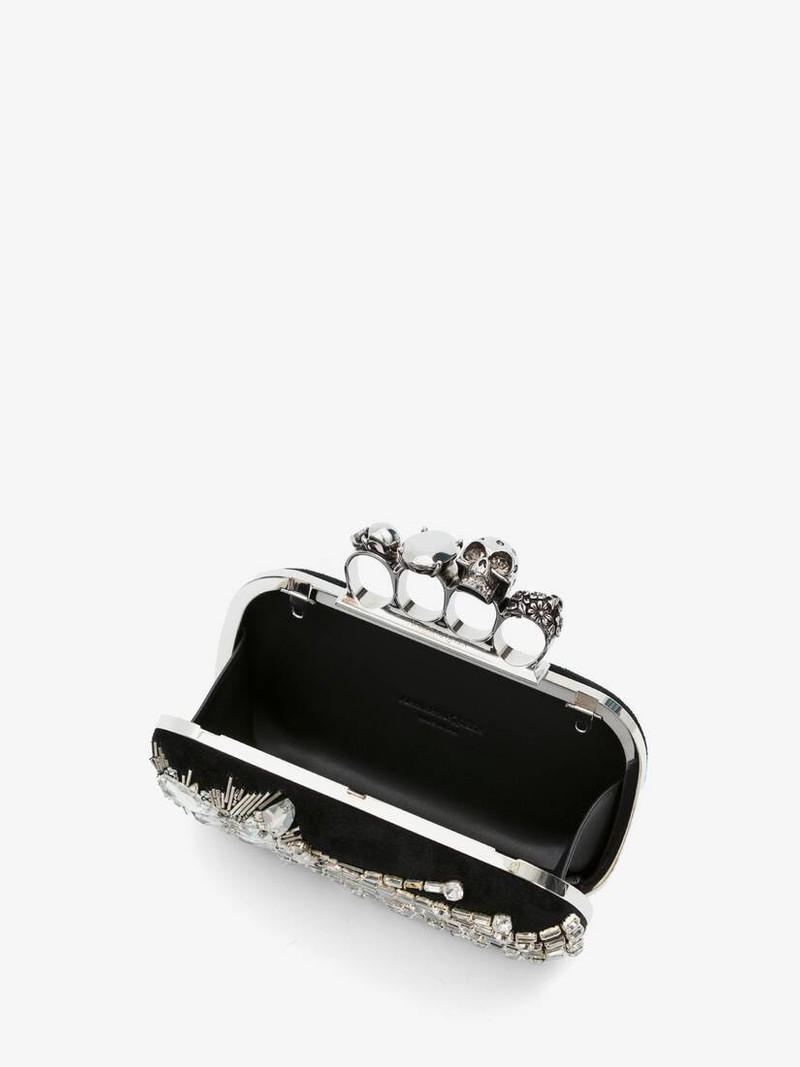 Women's Skull Four Ring Clutch in Black 4