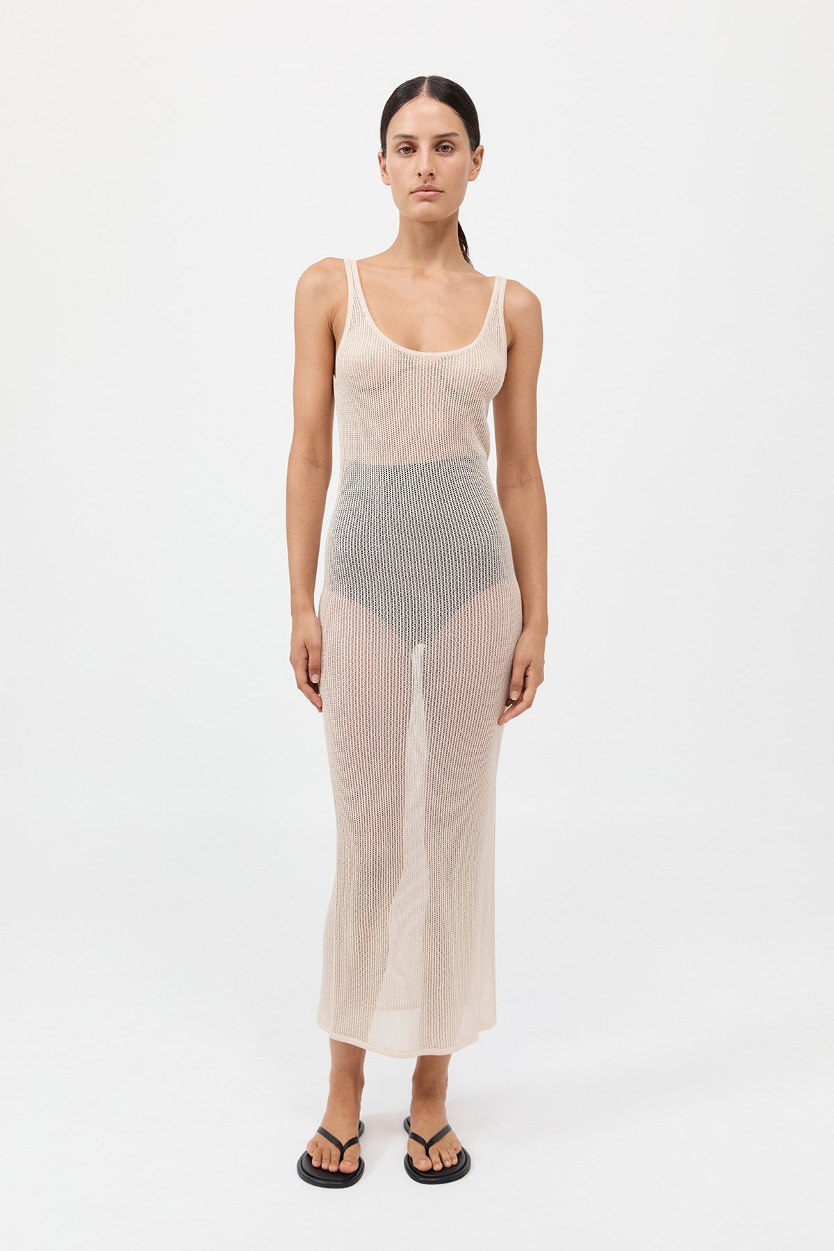 Fine Crochet Tank Dress - Sand - 2
