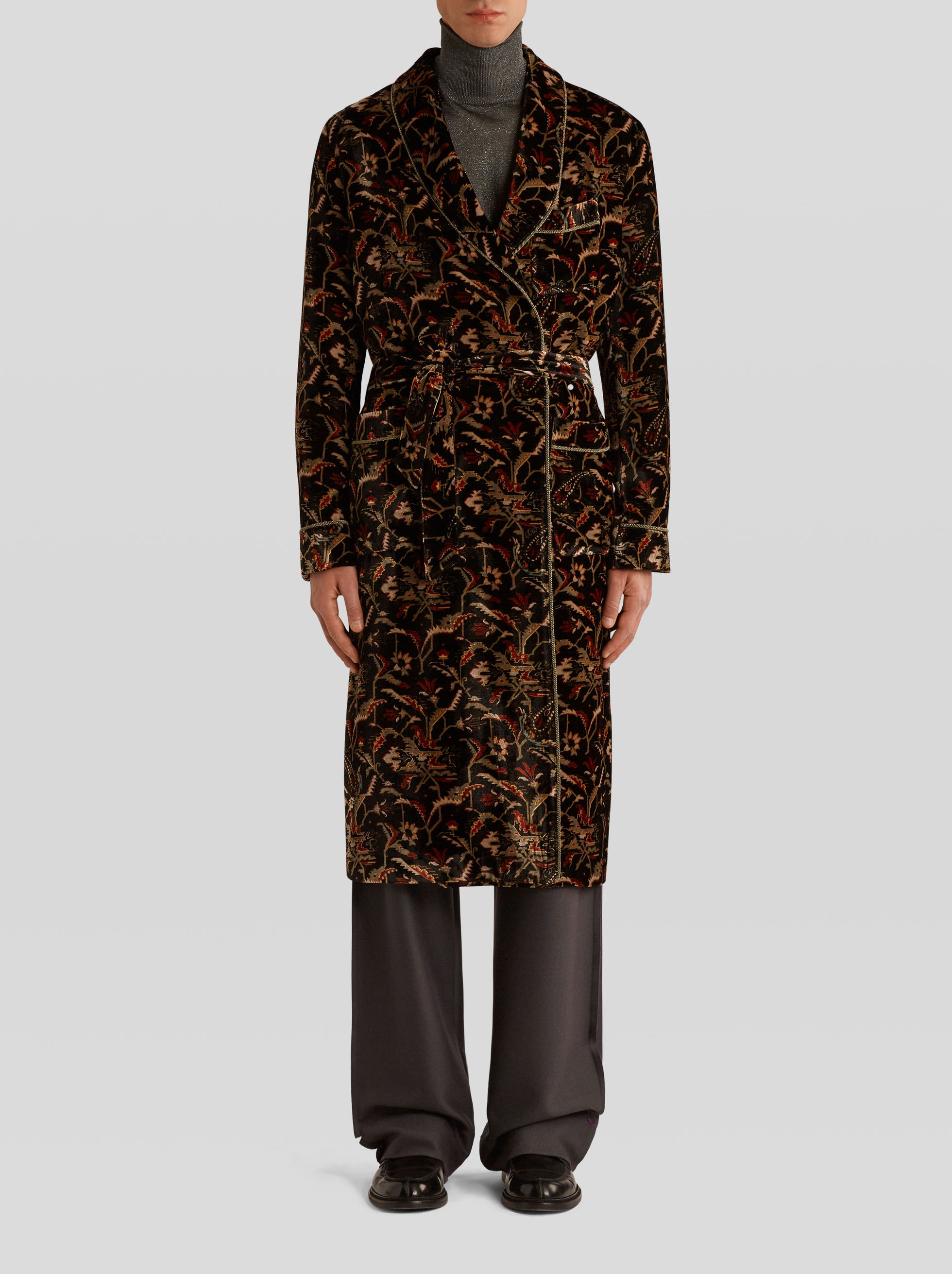 FLORAL PATTERN ROBE COAT - 3