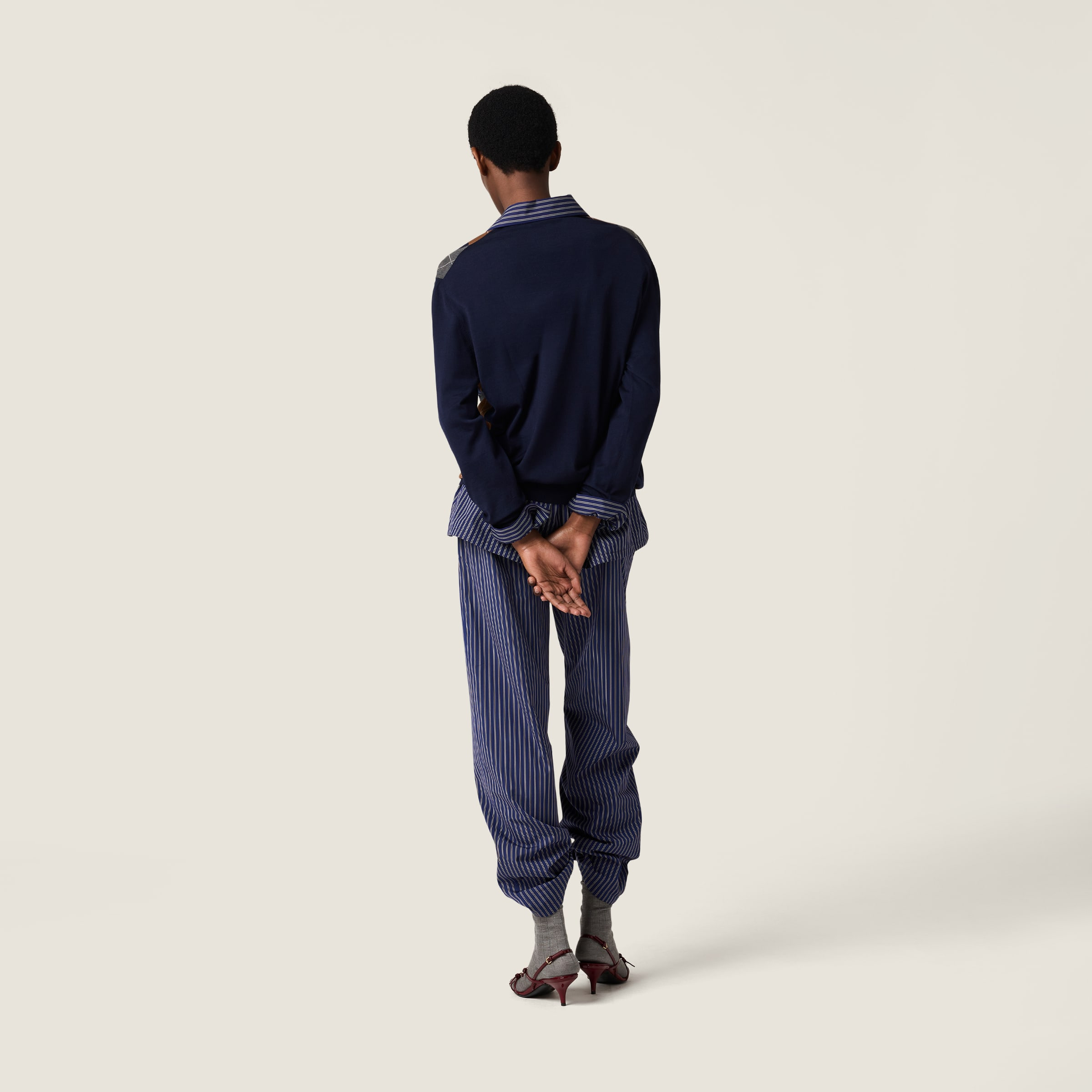 Jacquard stripe poplin pajama pants - 3