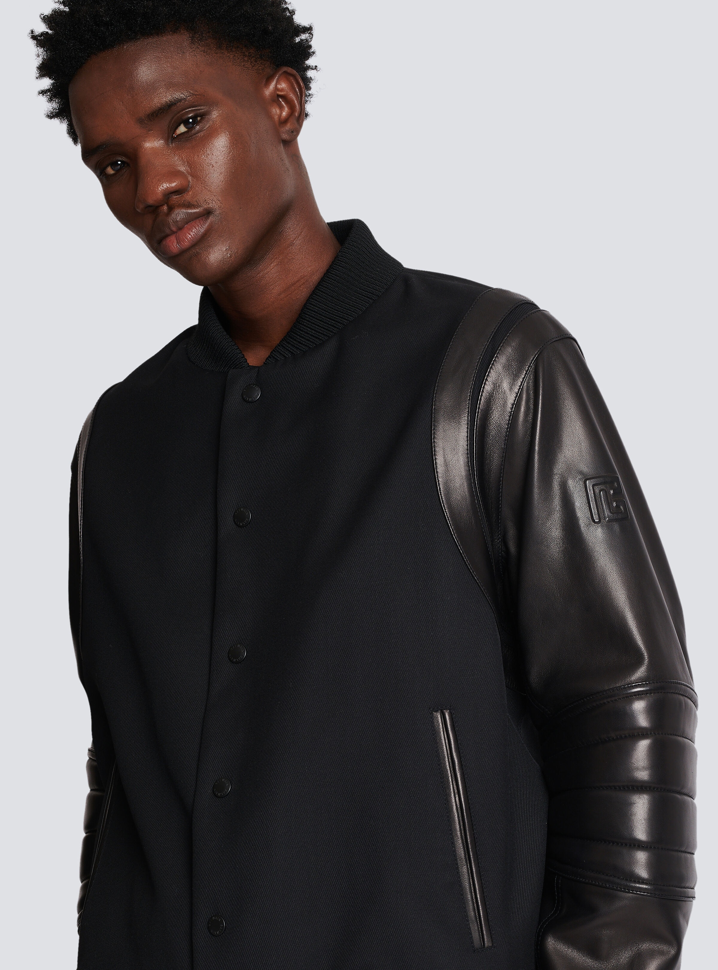 Wool and leather varsity jacket - 6