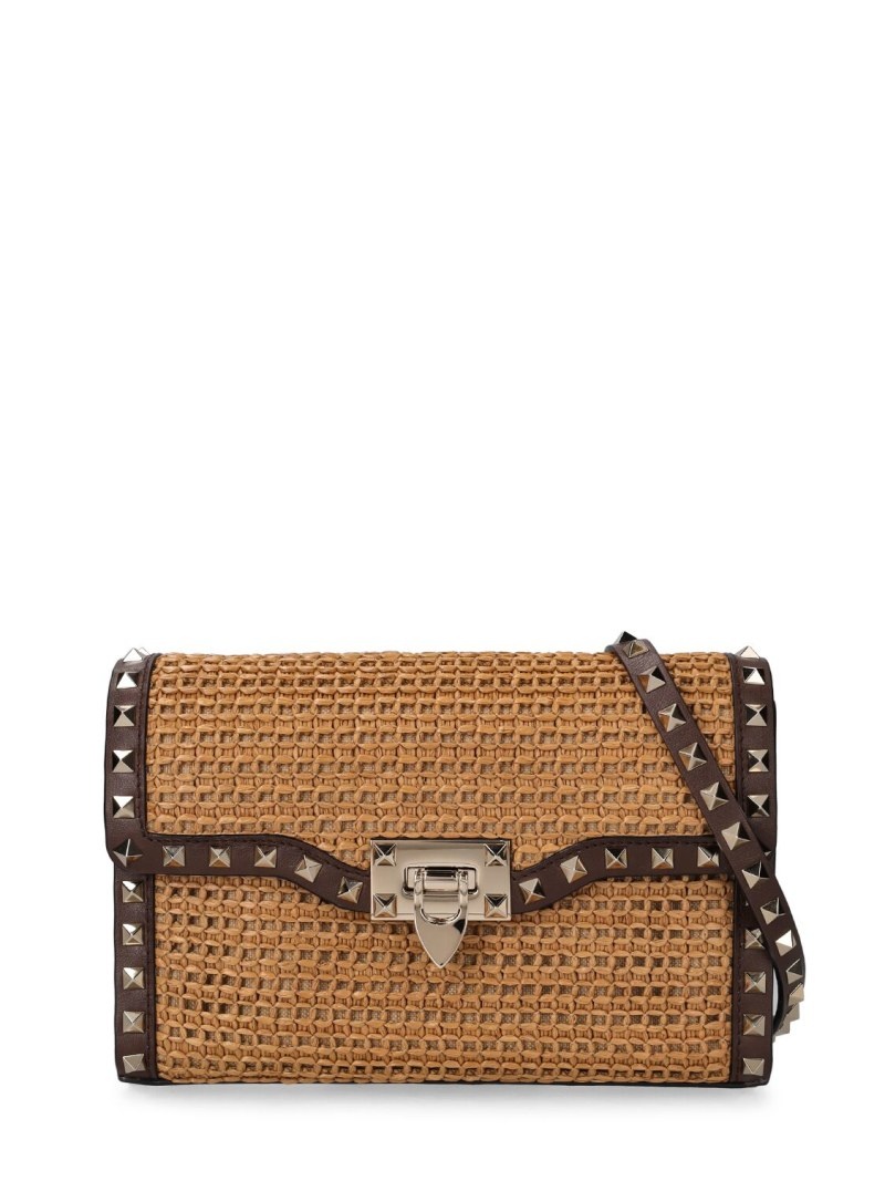 Small Rockstud raffia effect bag - 1