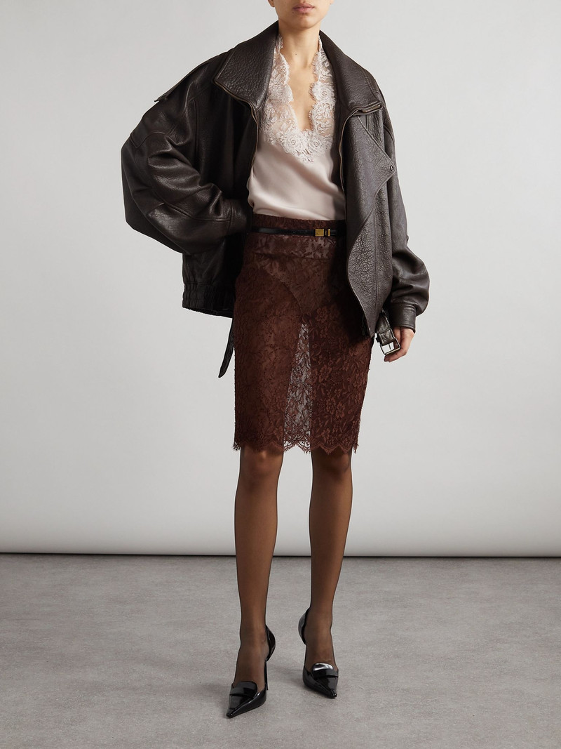 SAINT LAURENT Lace midi skirt Charcoal outlook