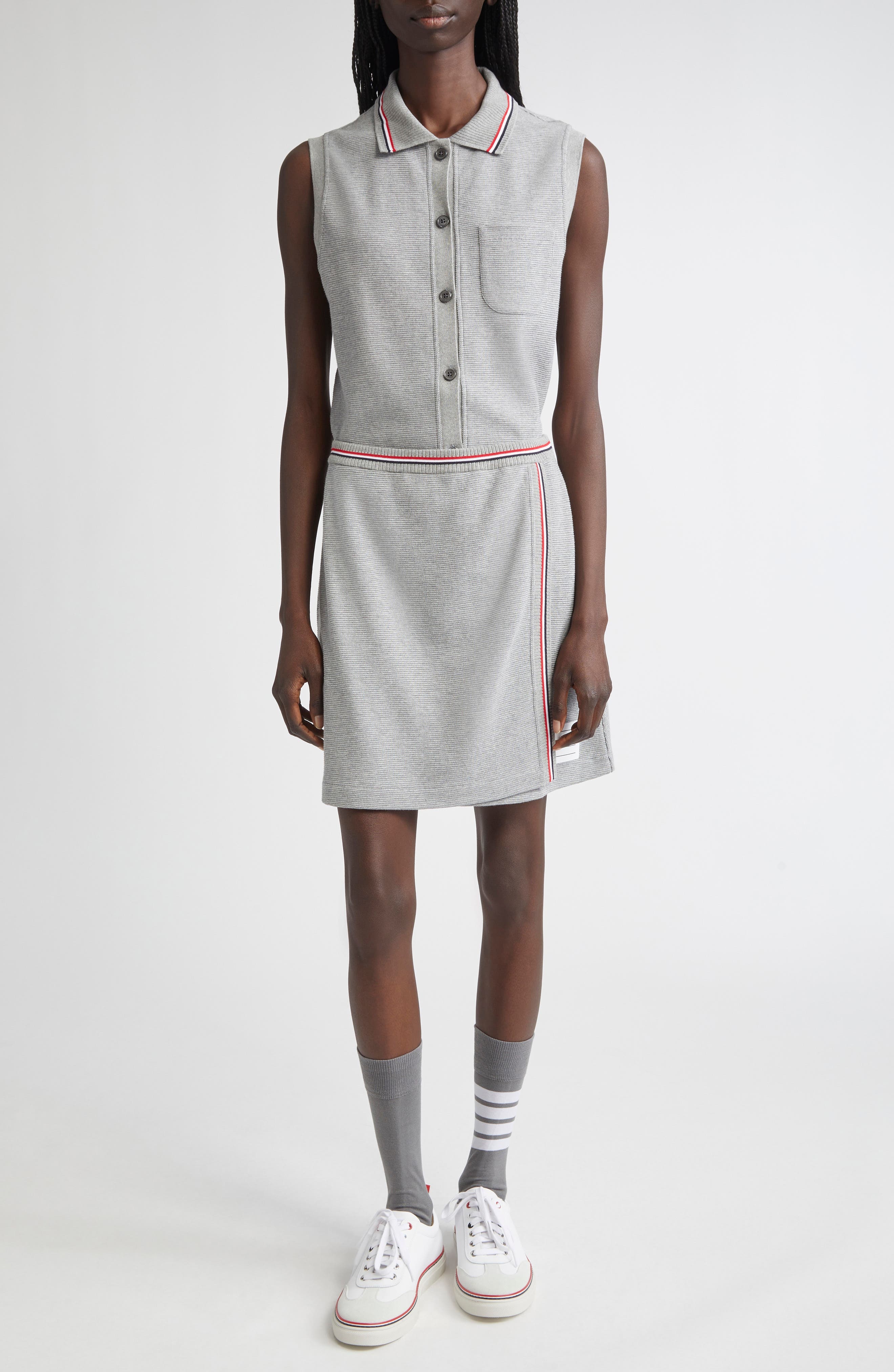 Thom Browne Waffle Knit Cotton Miniskirt in Light Grey at Nordstrom - 2