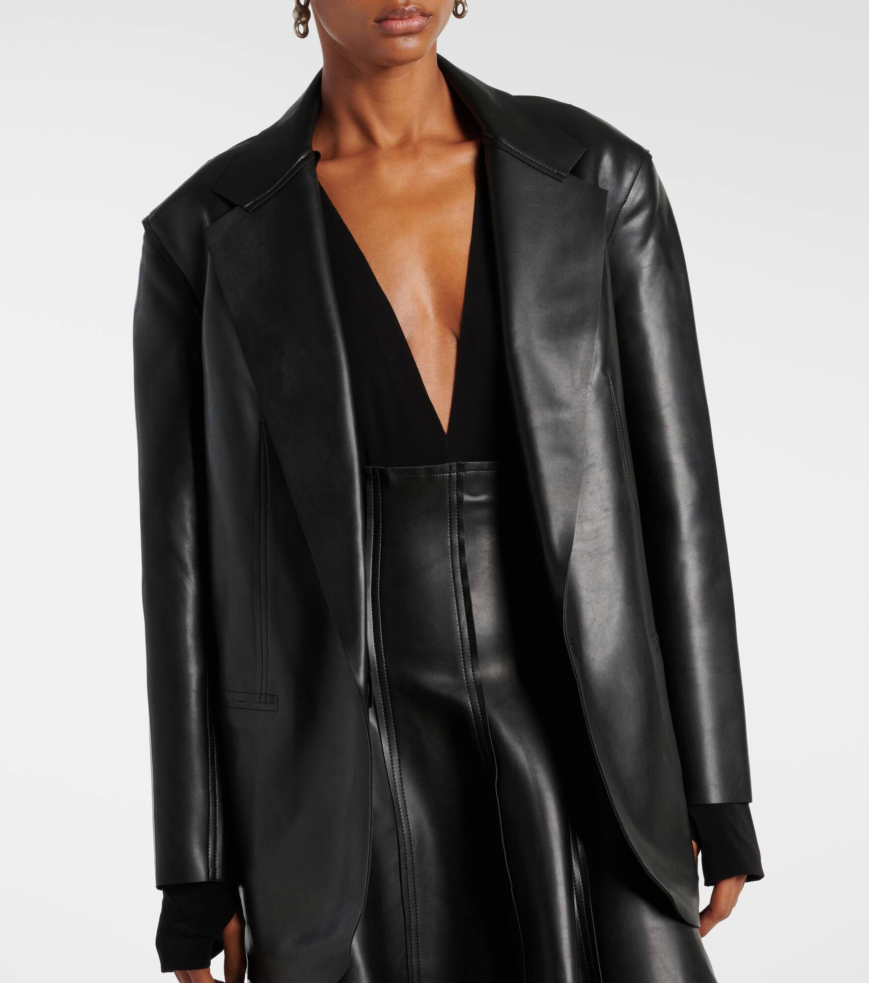 Oversized faux leather blazer - 6