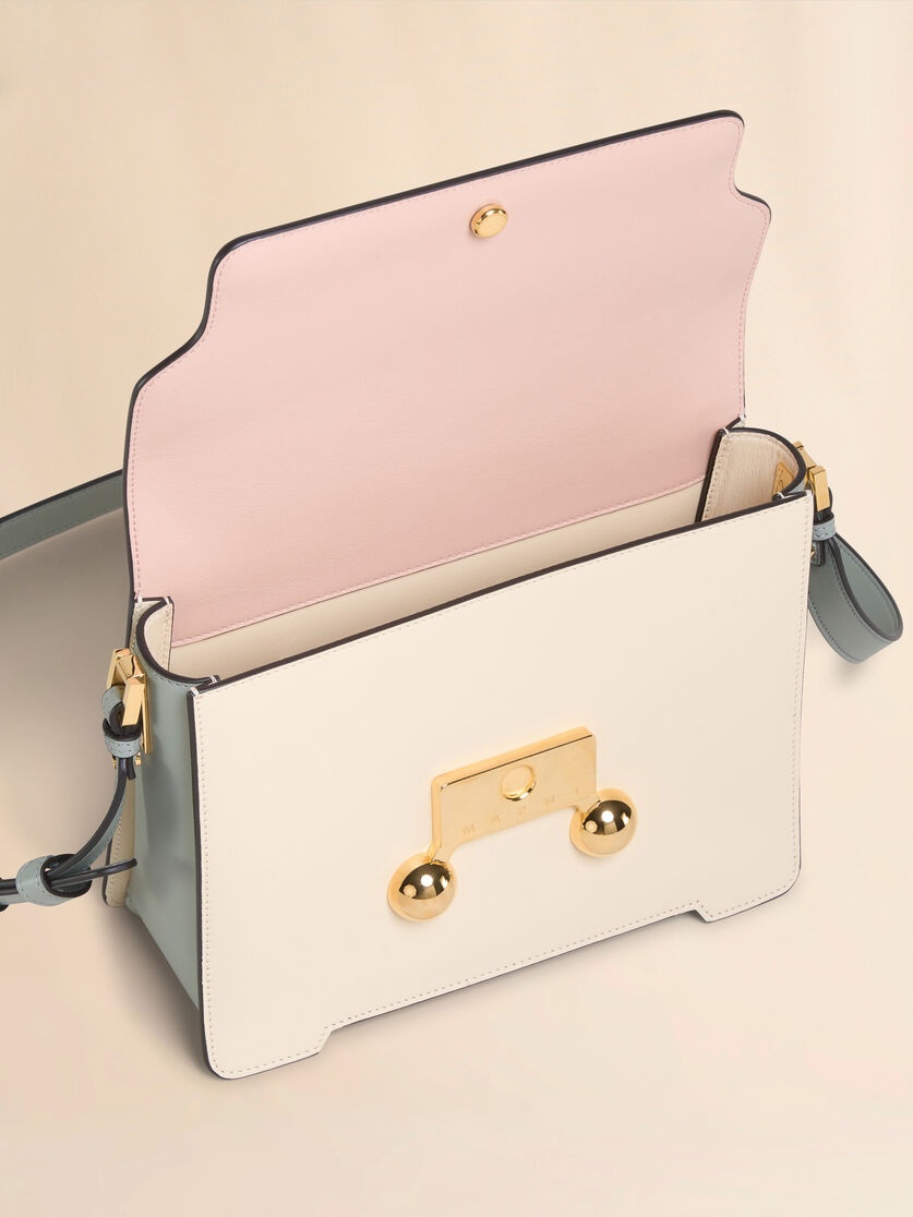 LIGHT PINK, WHITE E GREY LEATHER TRUNKAROO MEDIUM SHOULDER BAG - 3