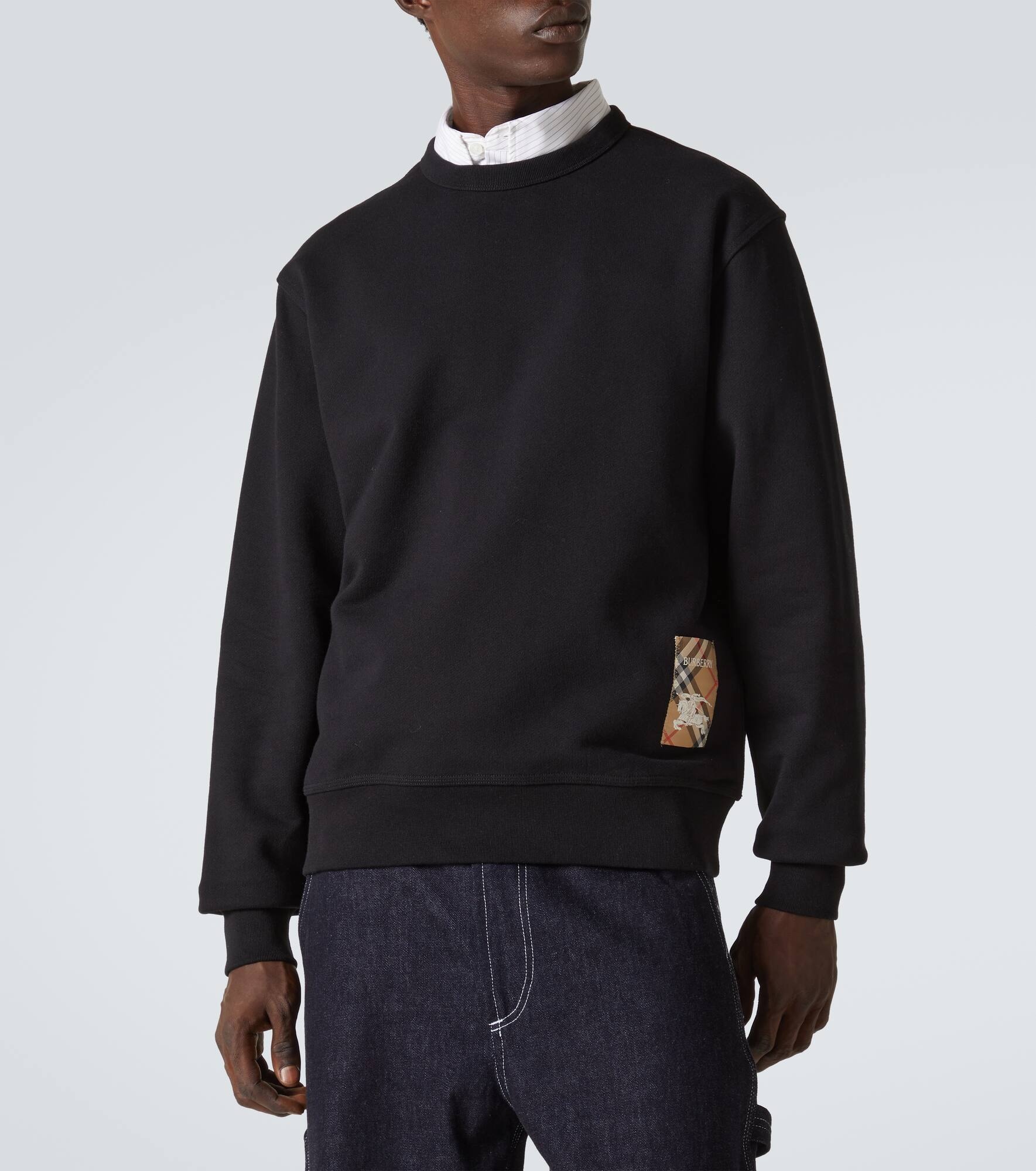 スウェット・トレーナー Burberry Cotton Check crewneck sweatshirt Check Label Cotton Sweatshirt in Nutmeg - Men | Burberry