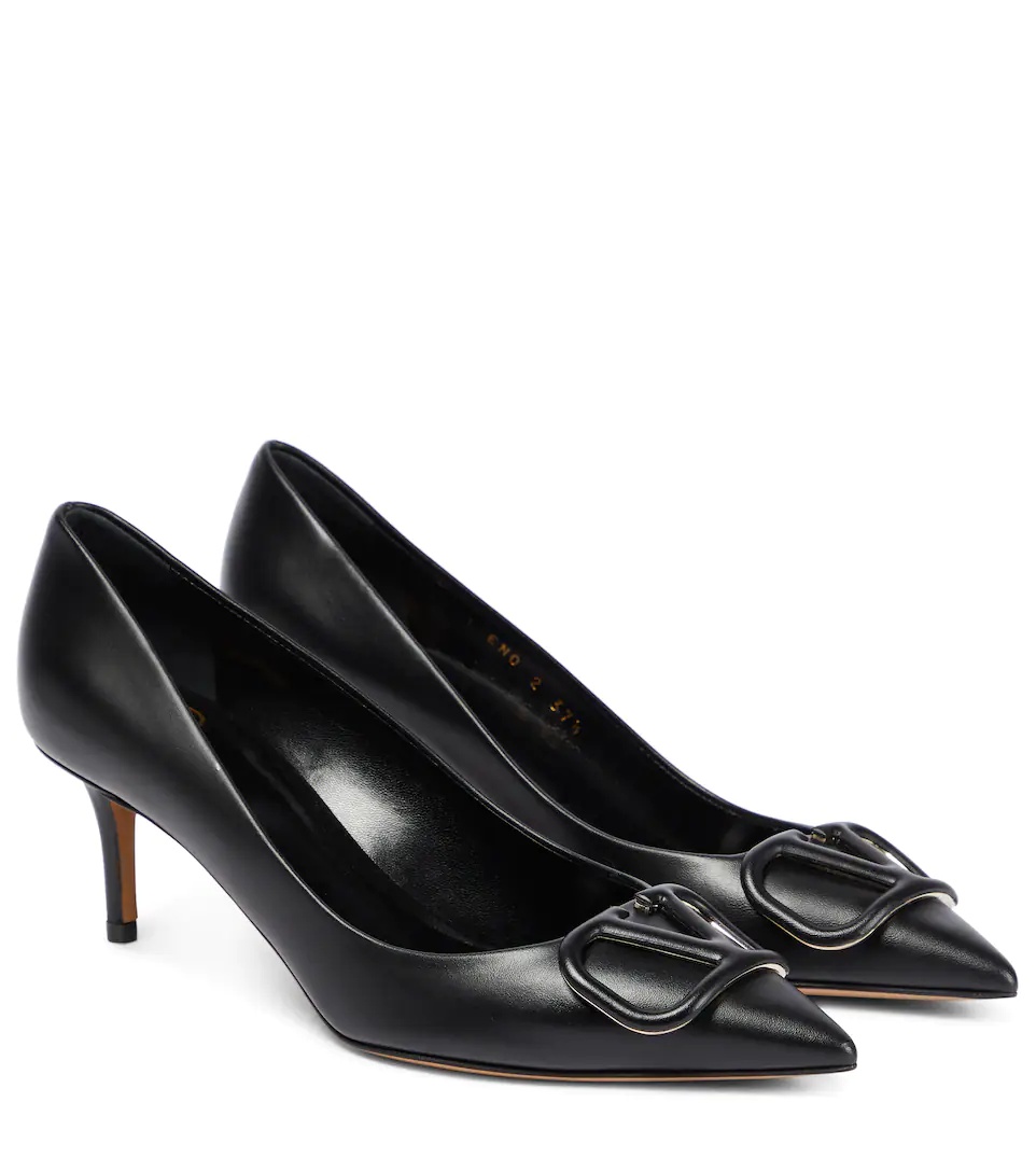 VLogo leather pumps - 1