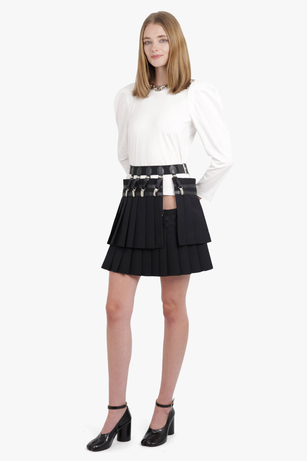 RUCHED PUFF SHOULDER L/S TOP | WHITE - 8