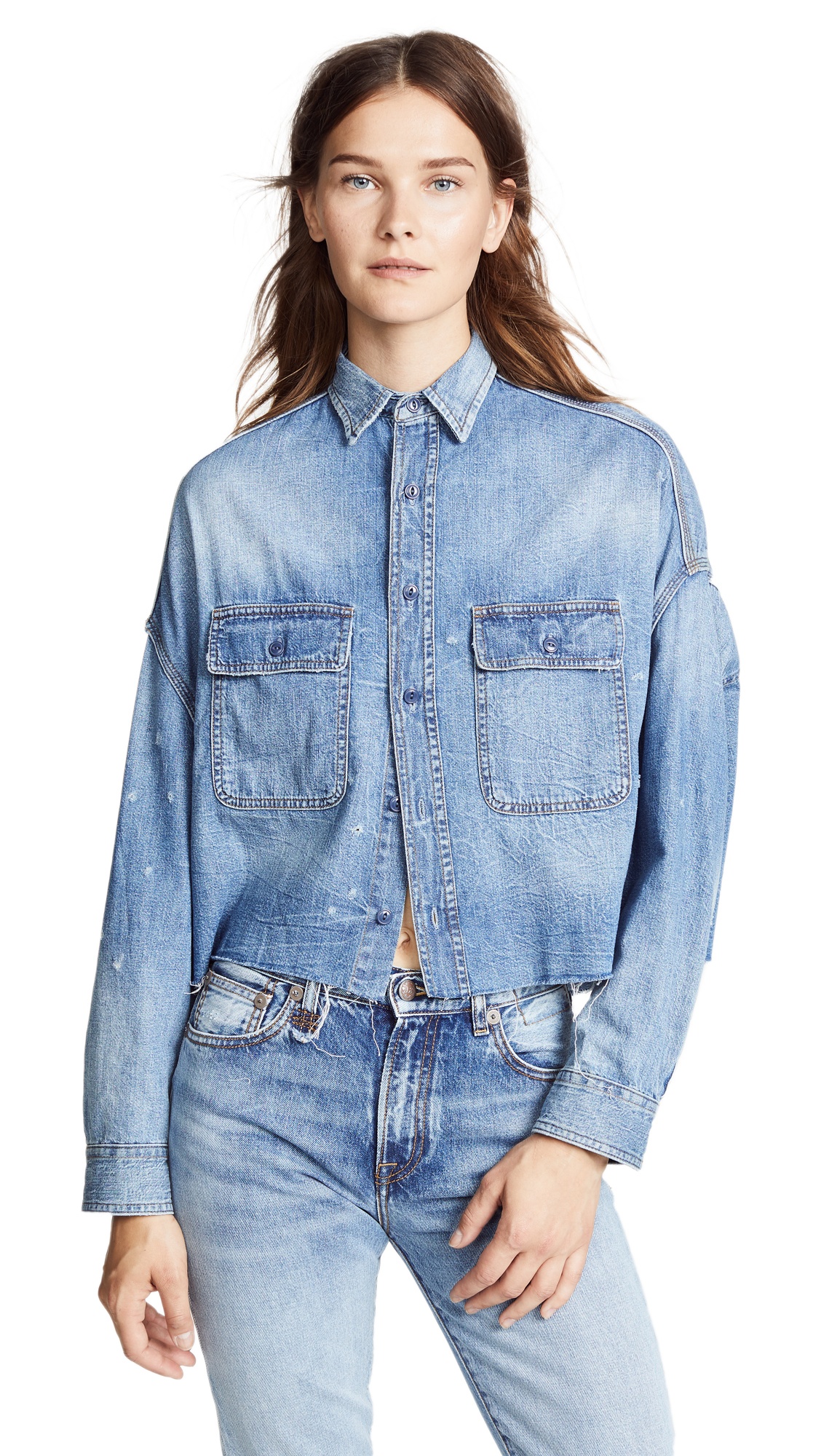 Cropped Denim Shirt - 7