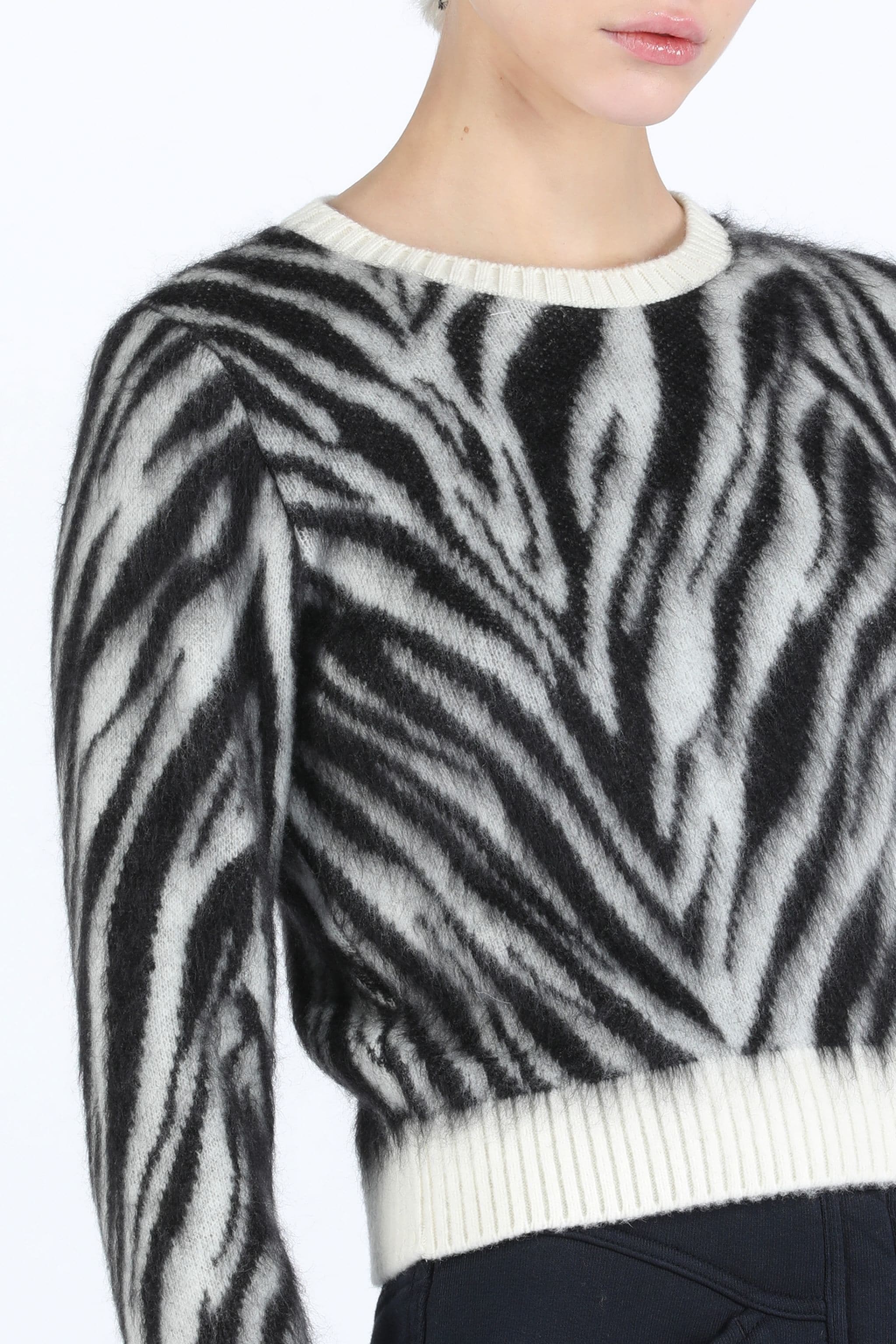 ZEBRA-JACQUARD CROPPED SWEATER - 5