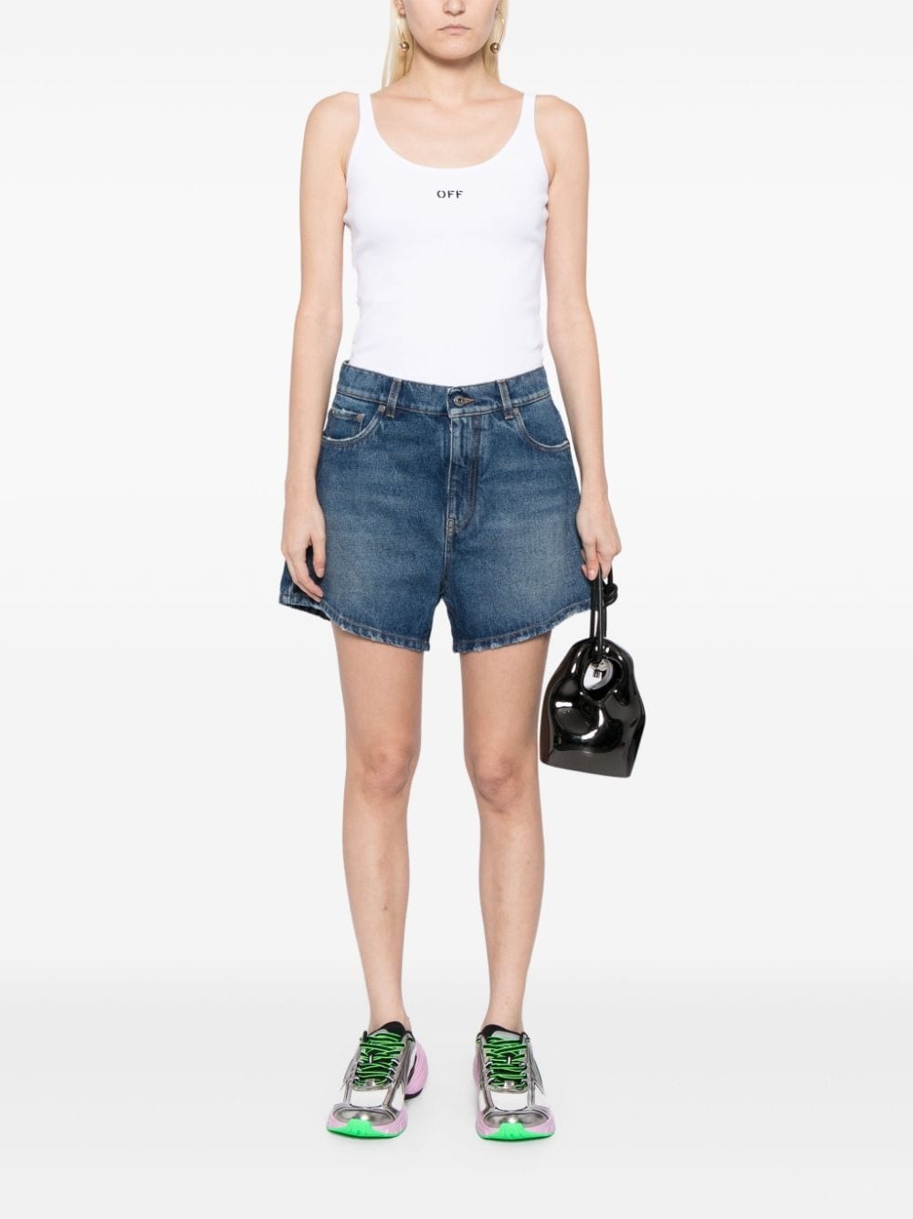 denim mini shorts - 2