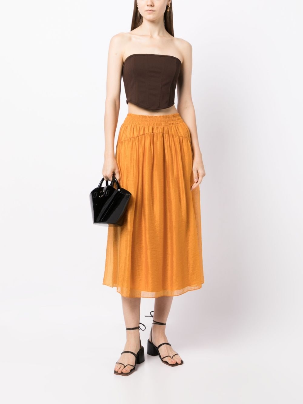 smocked-waist high-waisted skirt - 2