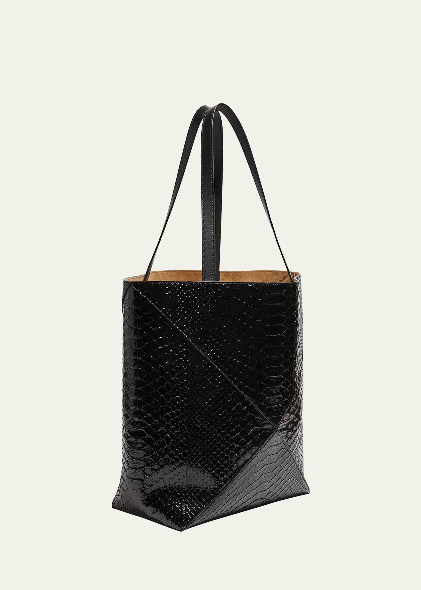 Puzzle Fold Large Patent Python-Embossed Tote Bag - 3