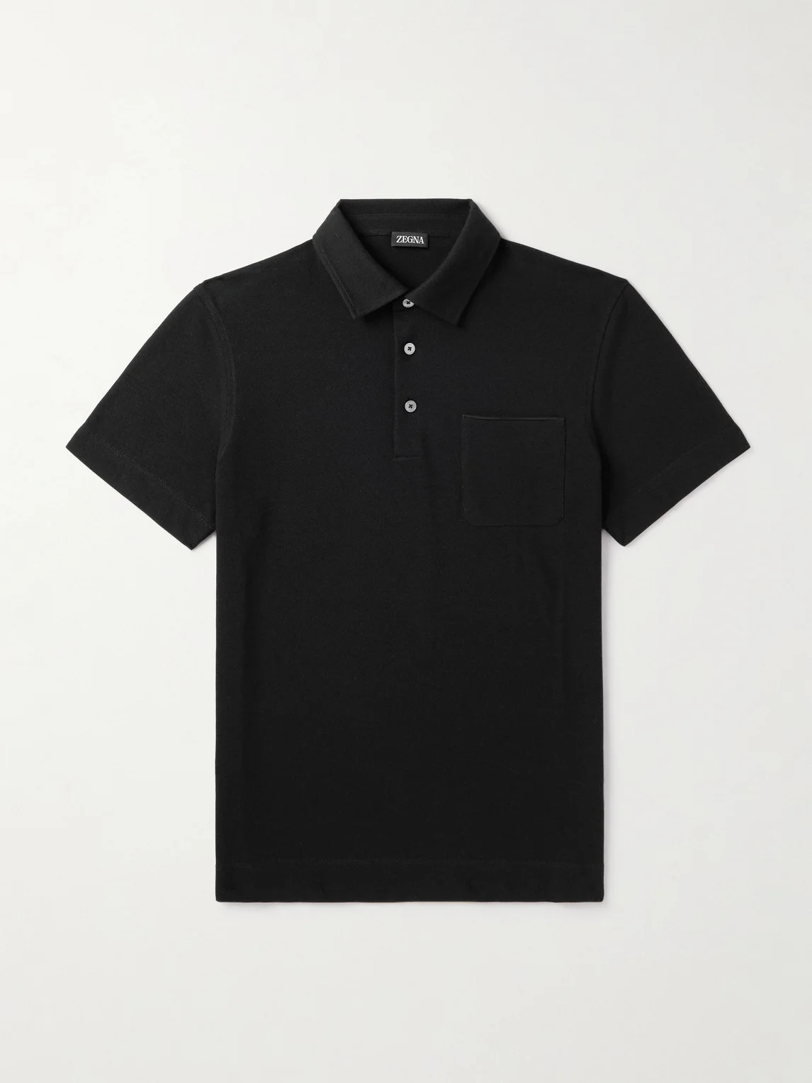 Slim-Fit Leather-Trimmed Cotton-Piqué Polo Shirt - 1