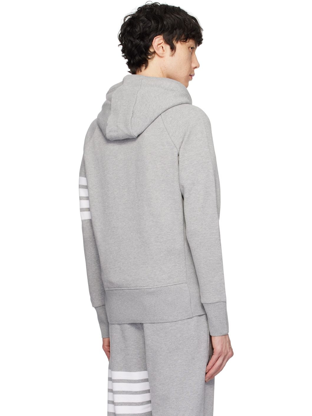 Gray Classic Loopback 4-Bar Full Zip Hoodie - 3
