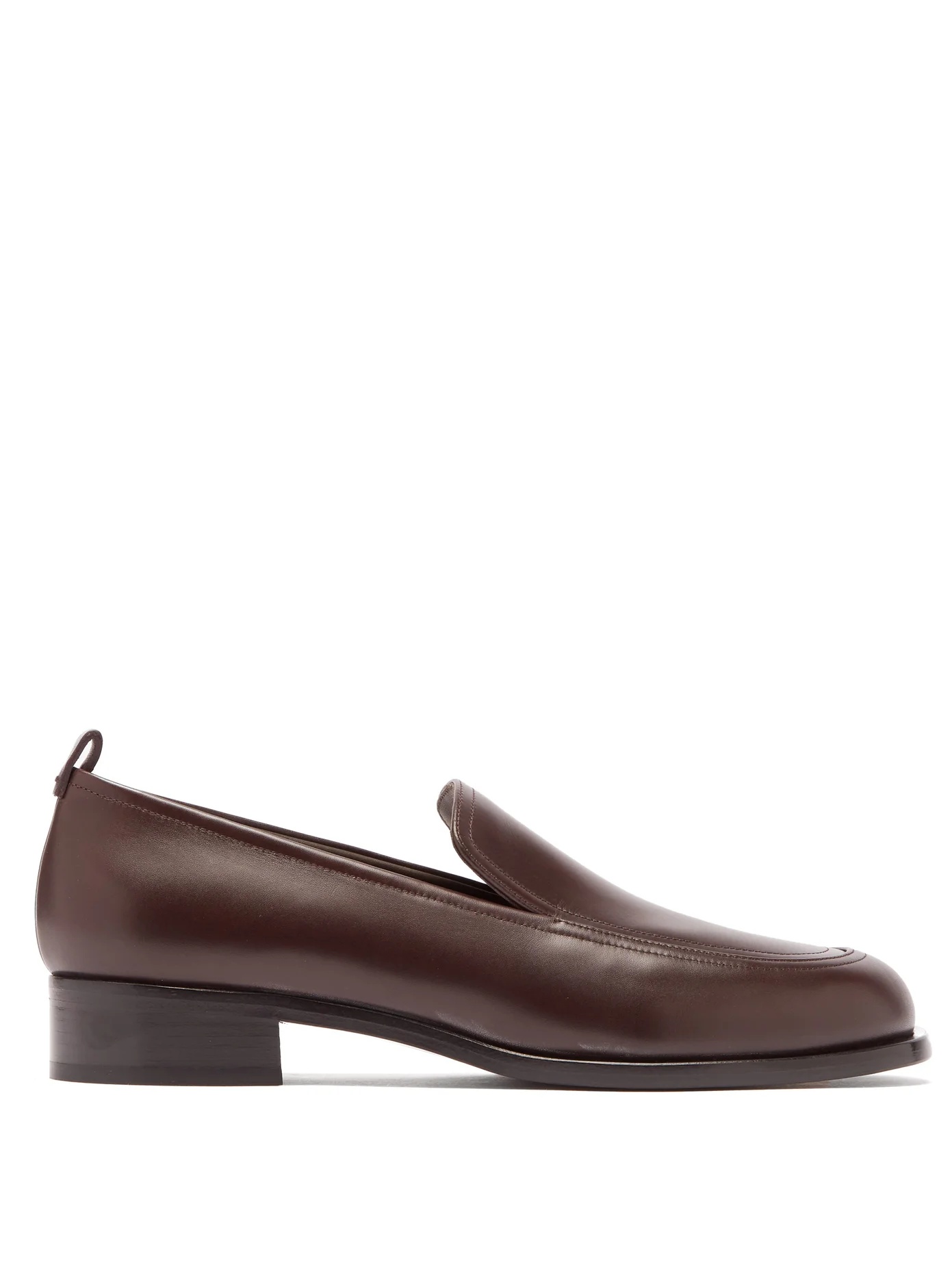 Topstitched leather loafers - 1