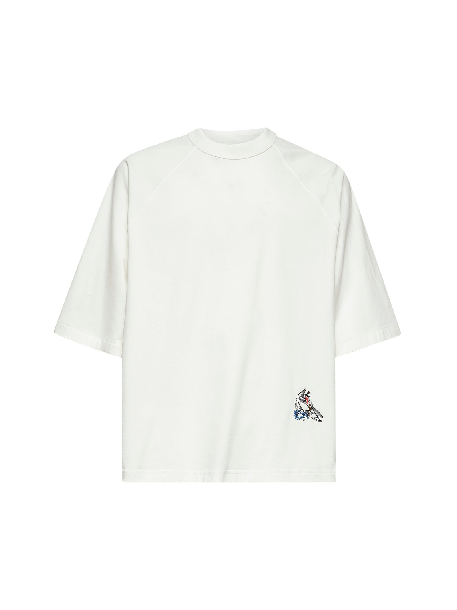 Bottega Veneta Men White Jersey Embroidered Shark T-Shirt - 1