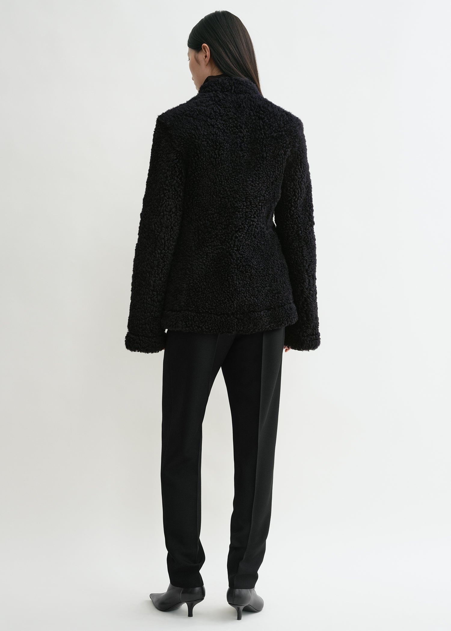 Cinched shearling jacket navy - 4