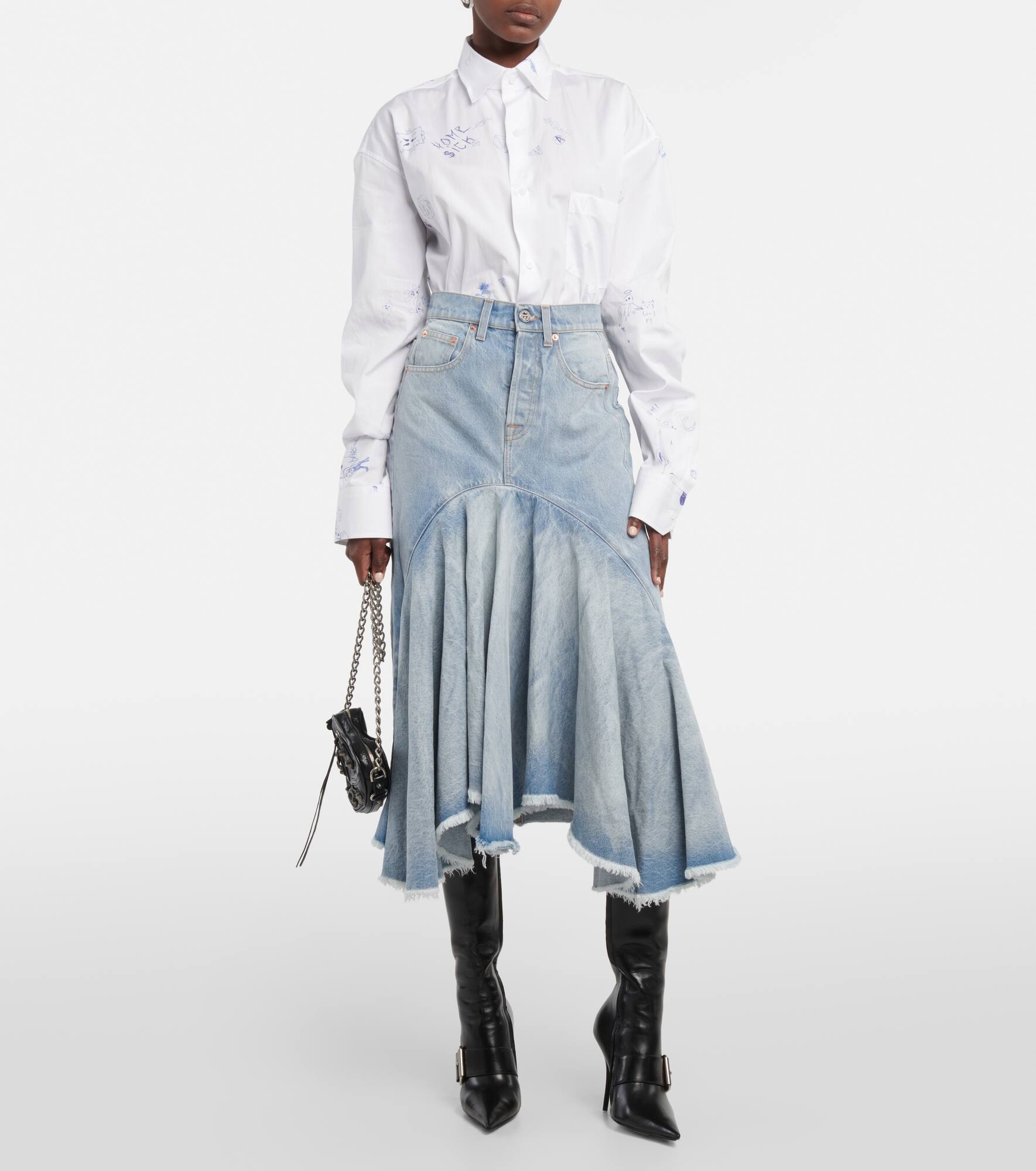 Denim midi skirt - 7