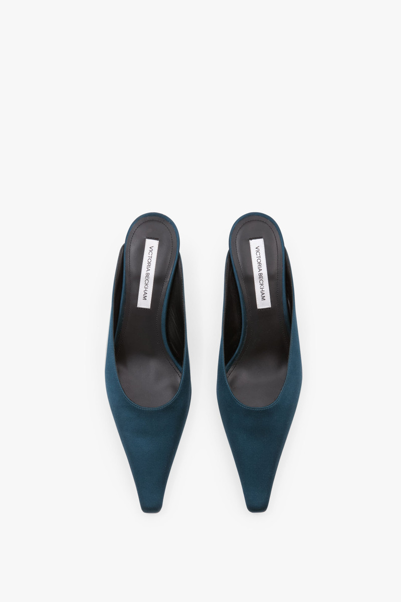 Sloan Mule 45 In Teal Blue Satin 4