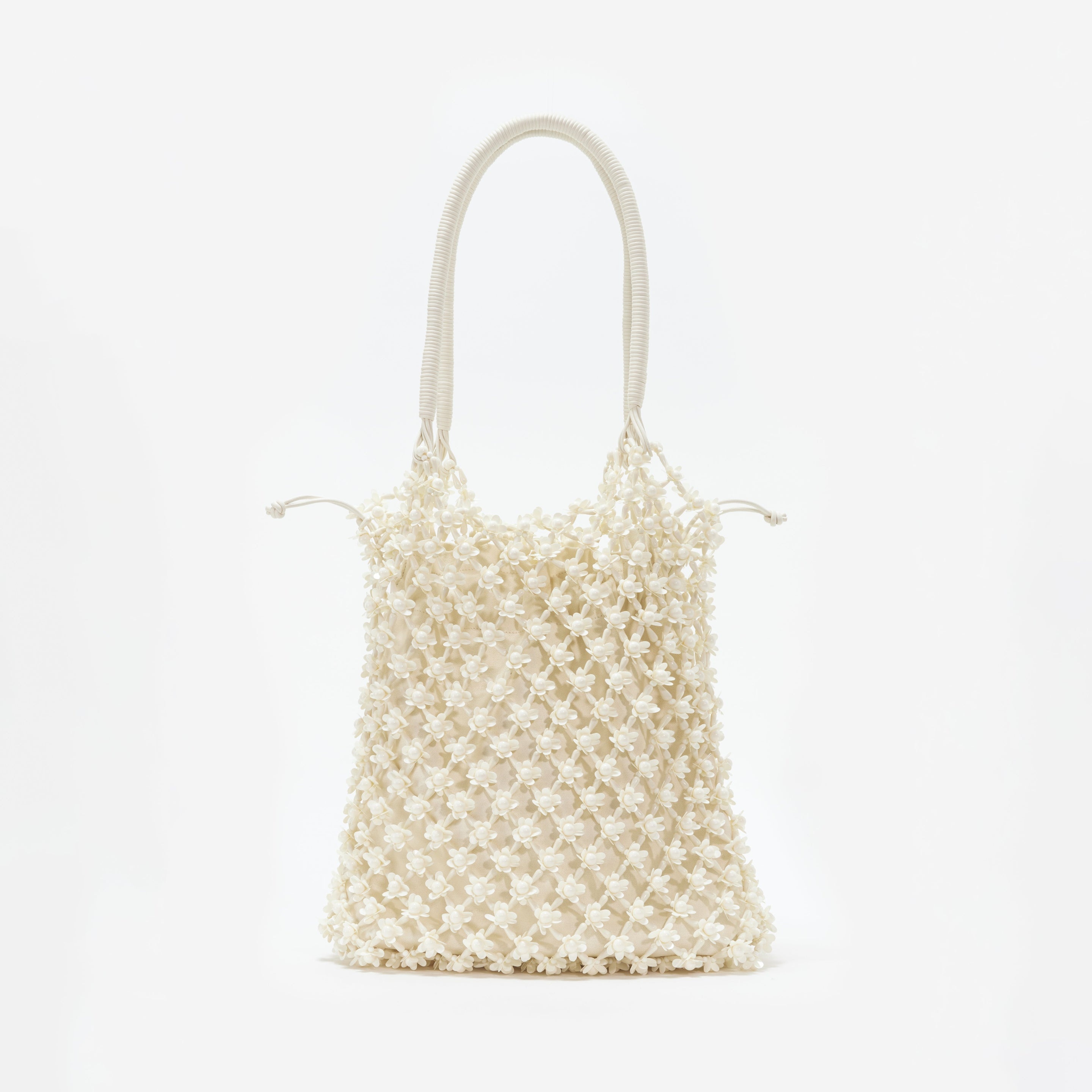Cream Beaded Large Tote - 3