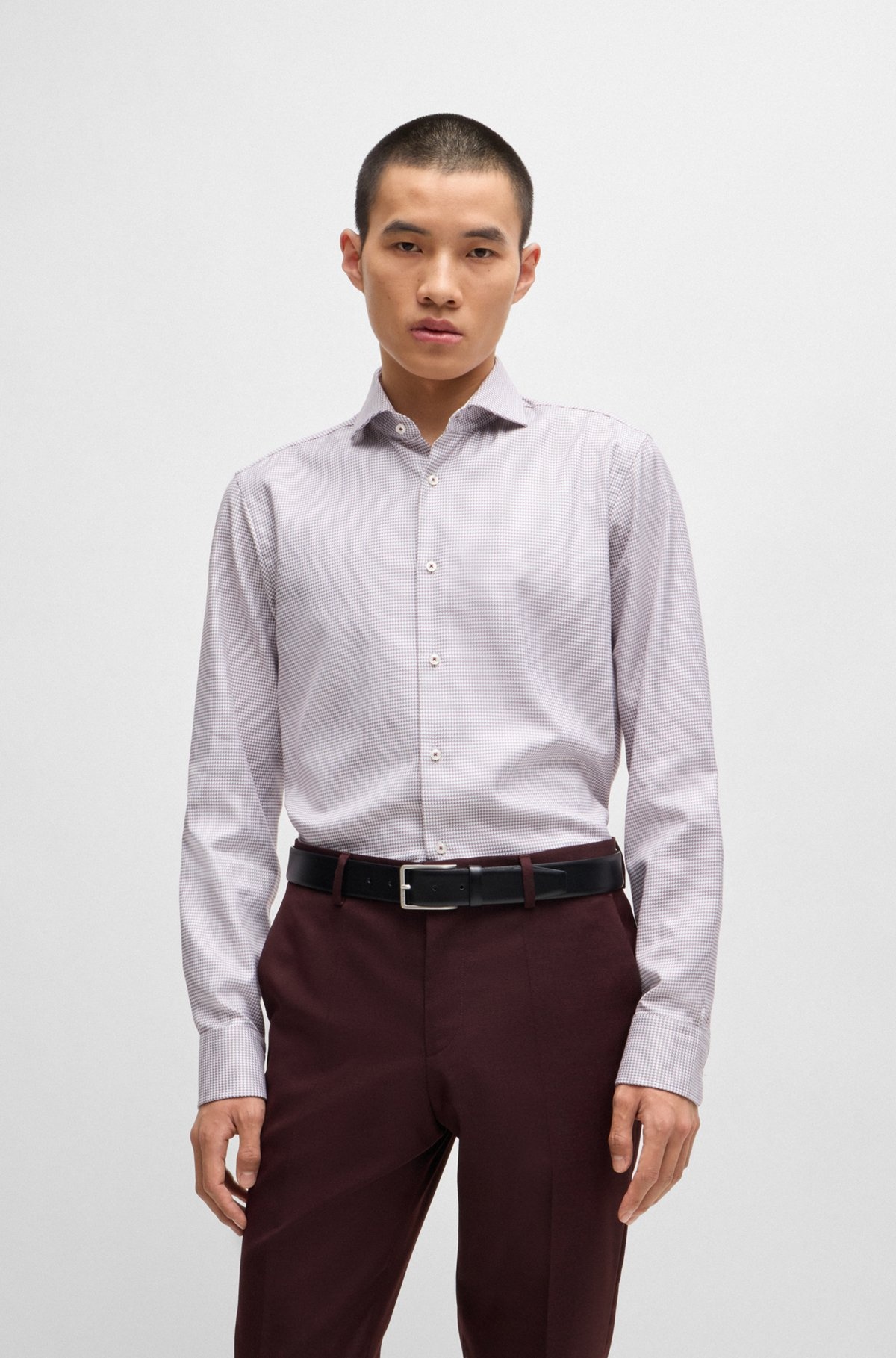 REGULAR-FIT SHIRT IN STRUCTURED COTTON TWILL - 2