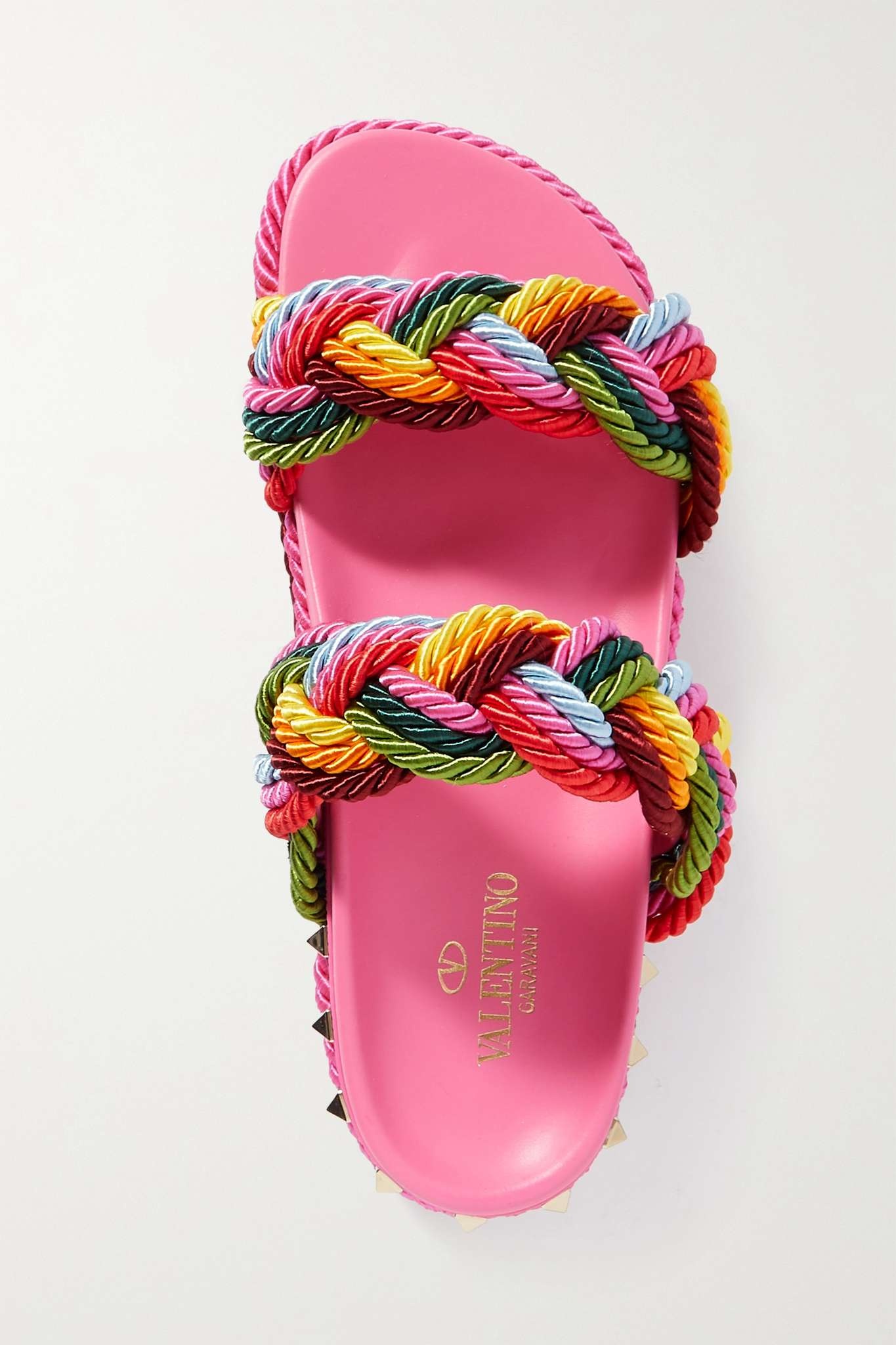 Valentino Garavani Rockstud Torchon braided rope slides - 5