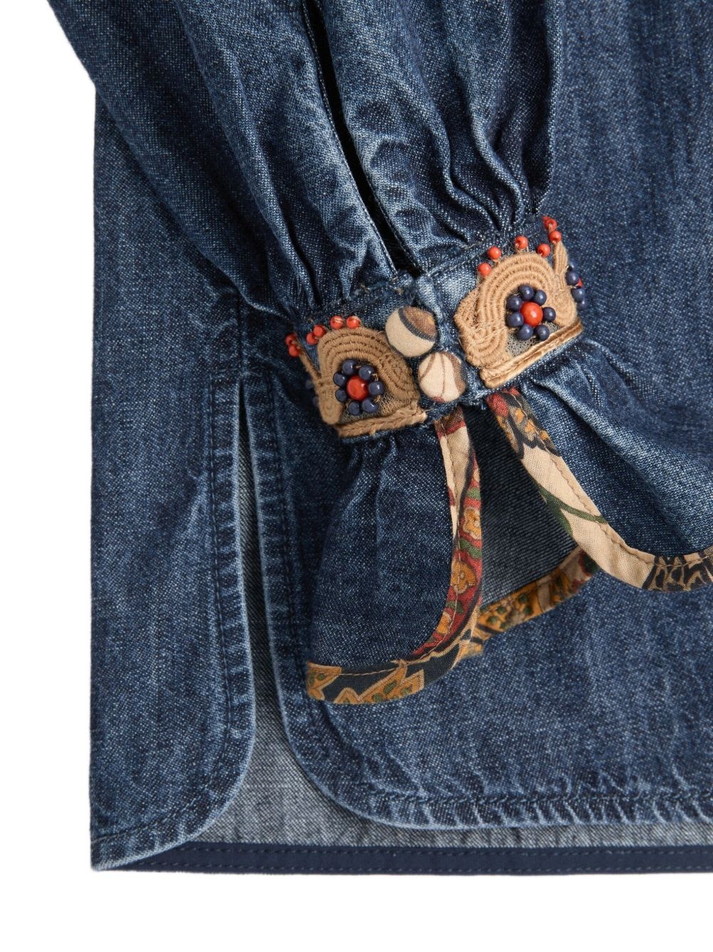 embroidered chambray blouse - 7