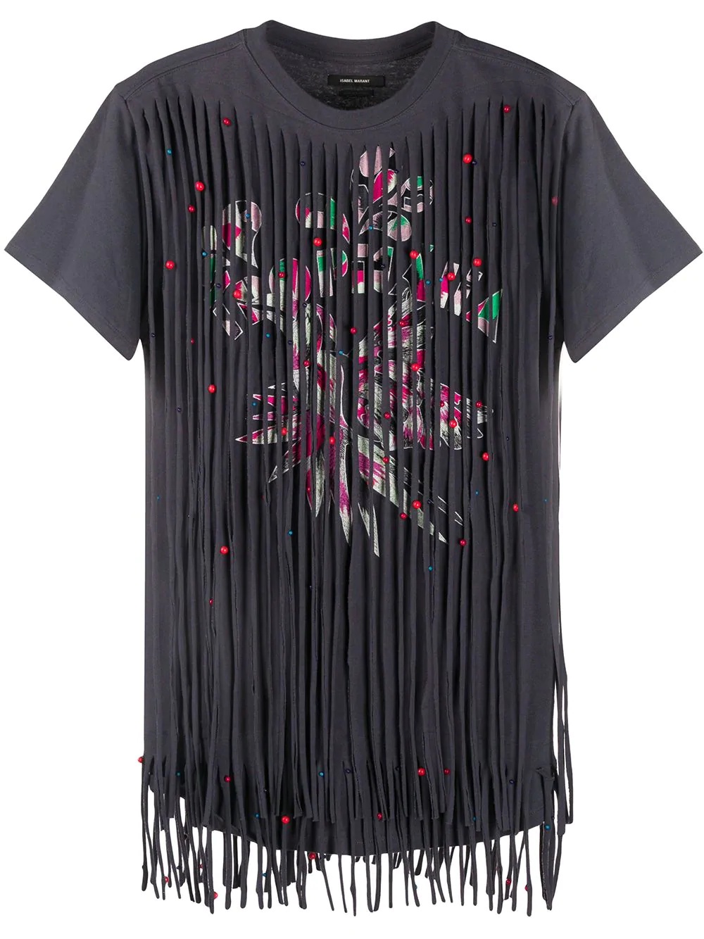 fringe front T-shirt - 1