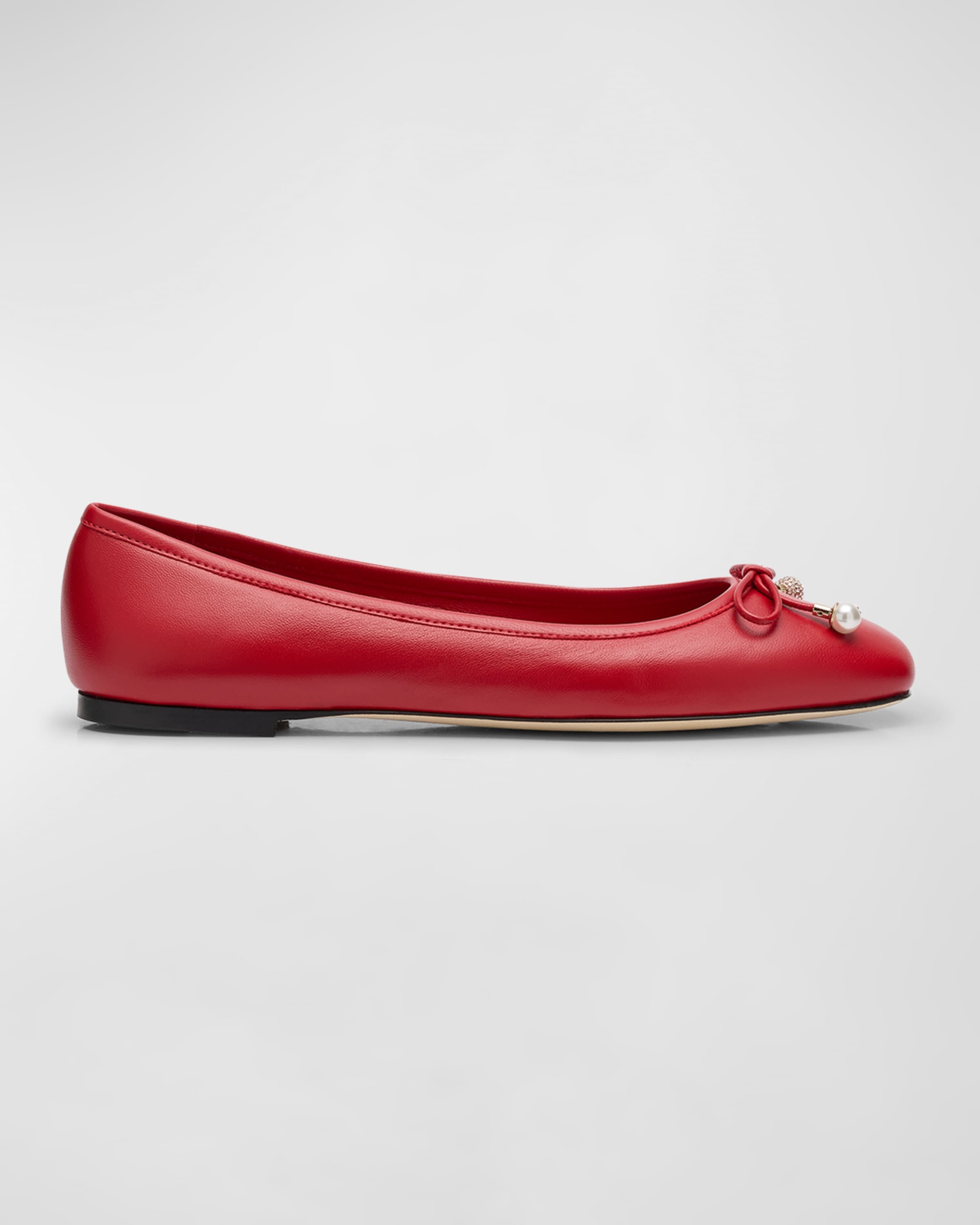 Elme Leather Bow Ballerina Flats - 1