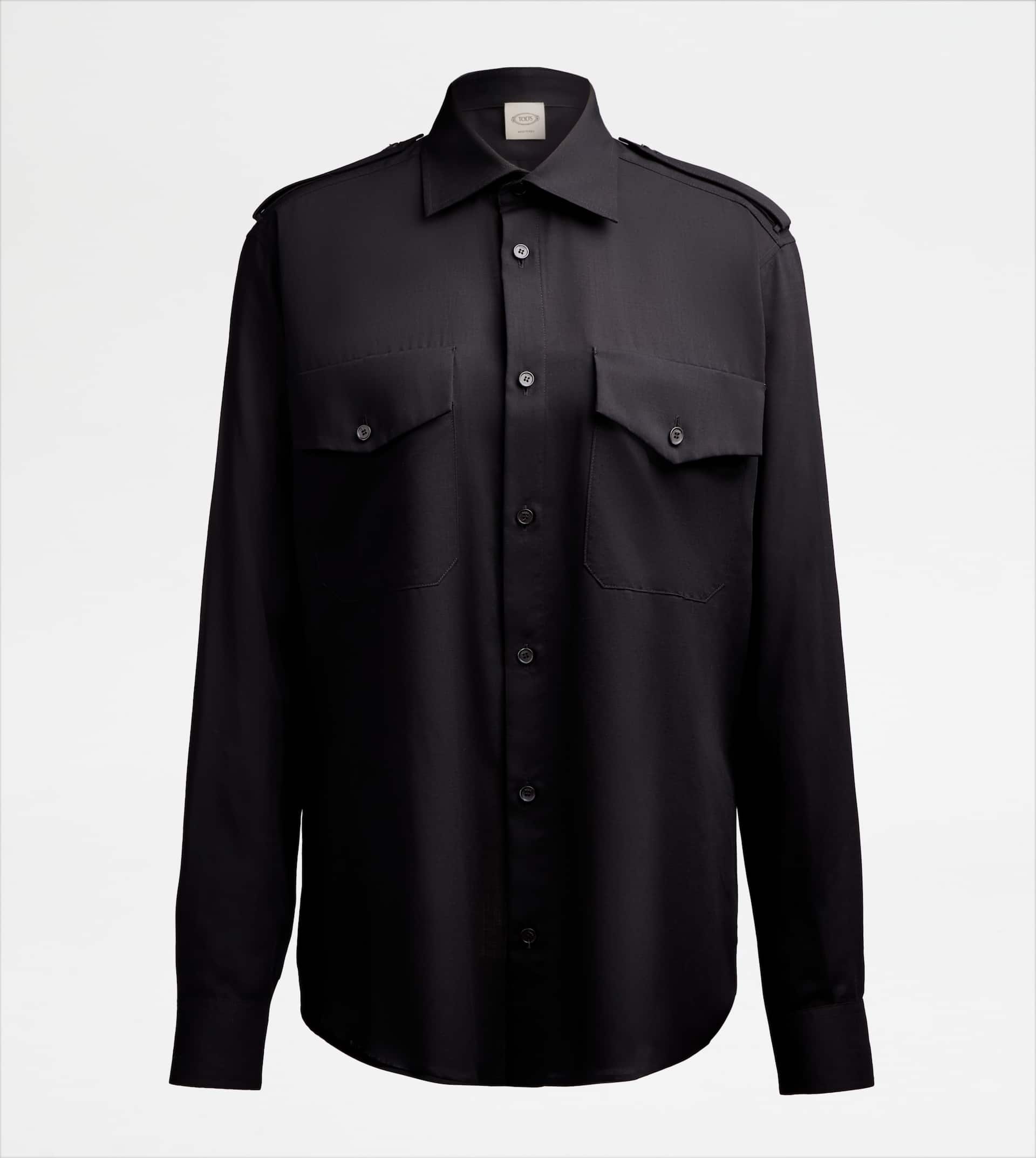 SHIRT IN WOOL - BLACK - 1