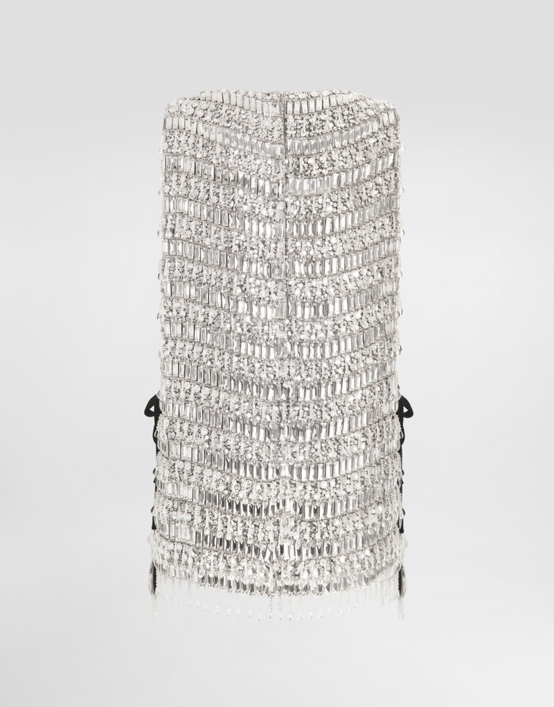 A-line bib dress with swarovski stones embroidery 7