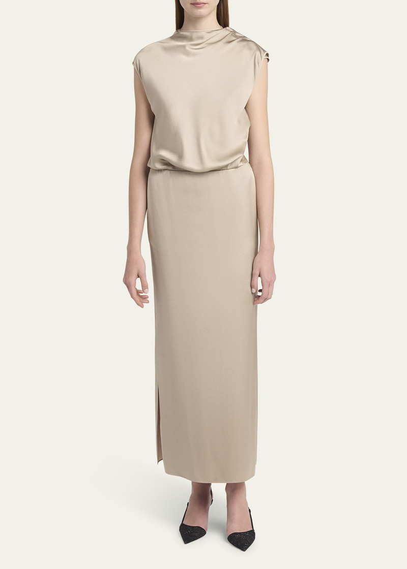 GIORGIO ARMANI Long Cowl-Neck Double Satin Dress outlook