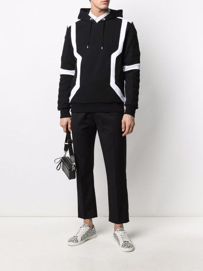 Balmain panelled logo-embellished hoodie outlook