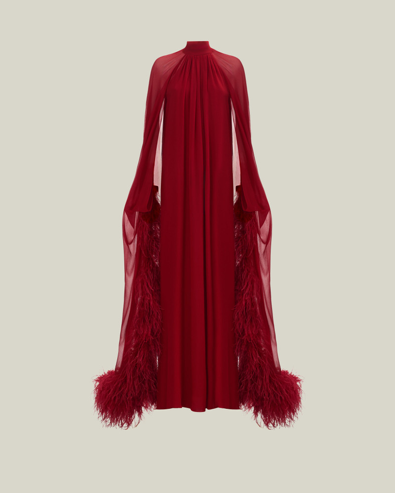 Feathered Eterea Gown in Ruby 1