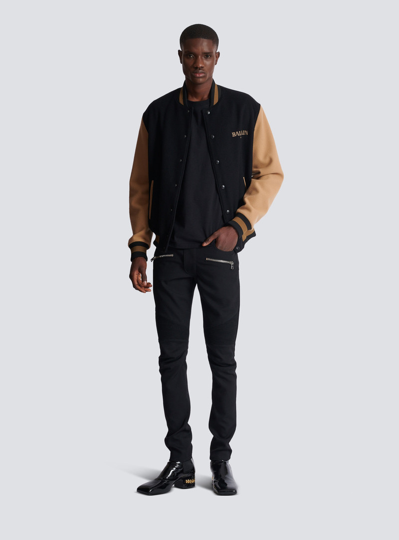 Balmain Tailored biker trousers in stretch grain de poudre outlook