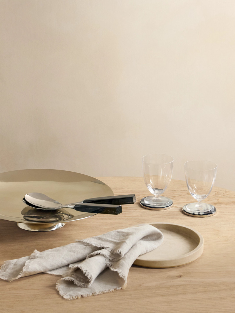 Brunello Cucinelli Set Of Two Silver And Horn Serving Spoons outlook