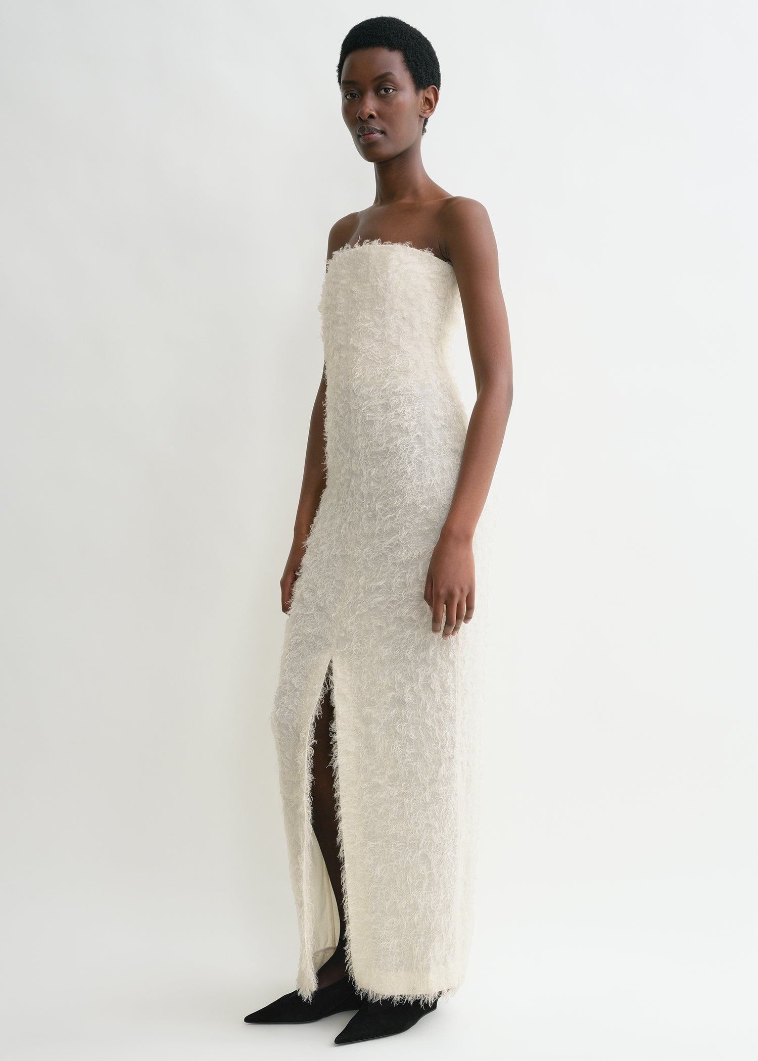 Strapless fil coupé dress ecru - 3