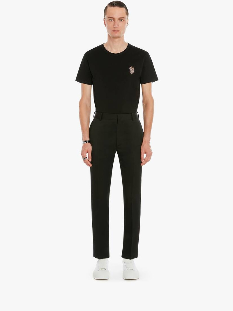 Alexander McQueen Crystal Skull Badge T-shirt in Black outlook