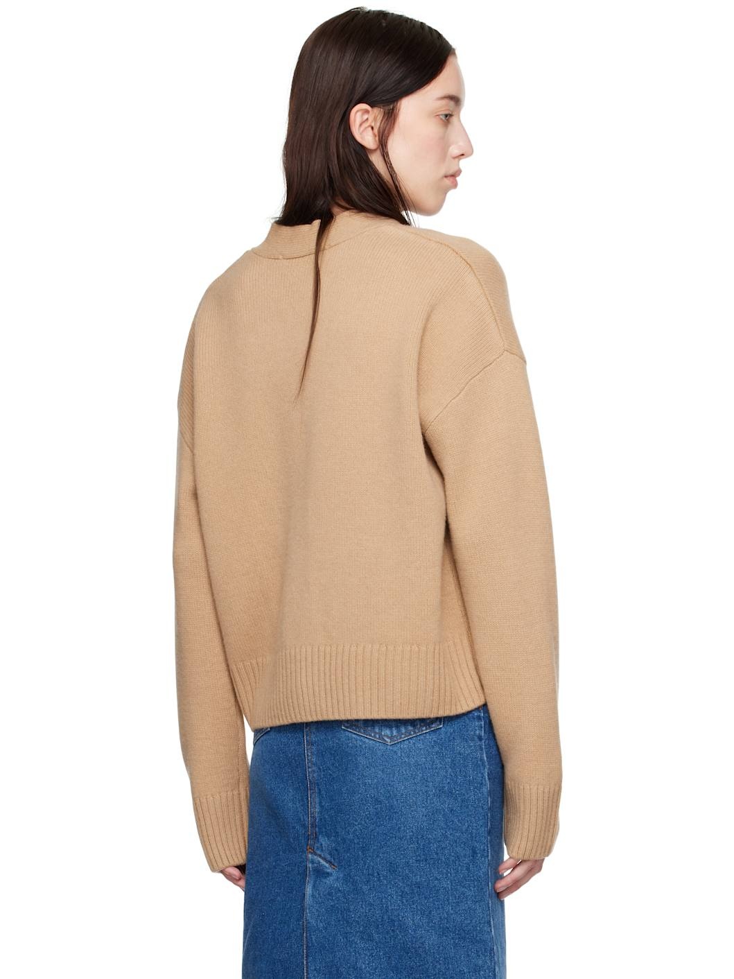 Beige Embossed Ami de Coeur Cardigan - 3