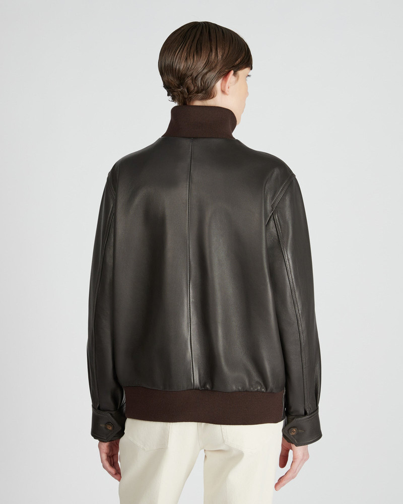 Lambskin nappa leather regular fit bomber jacket 3