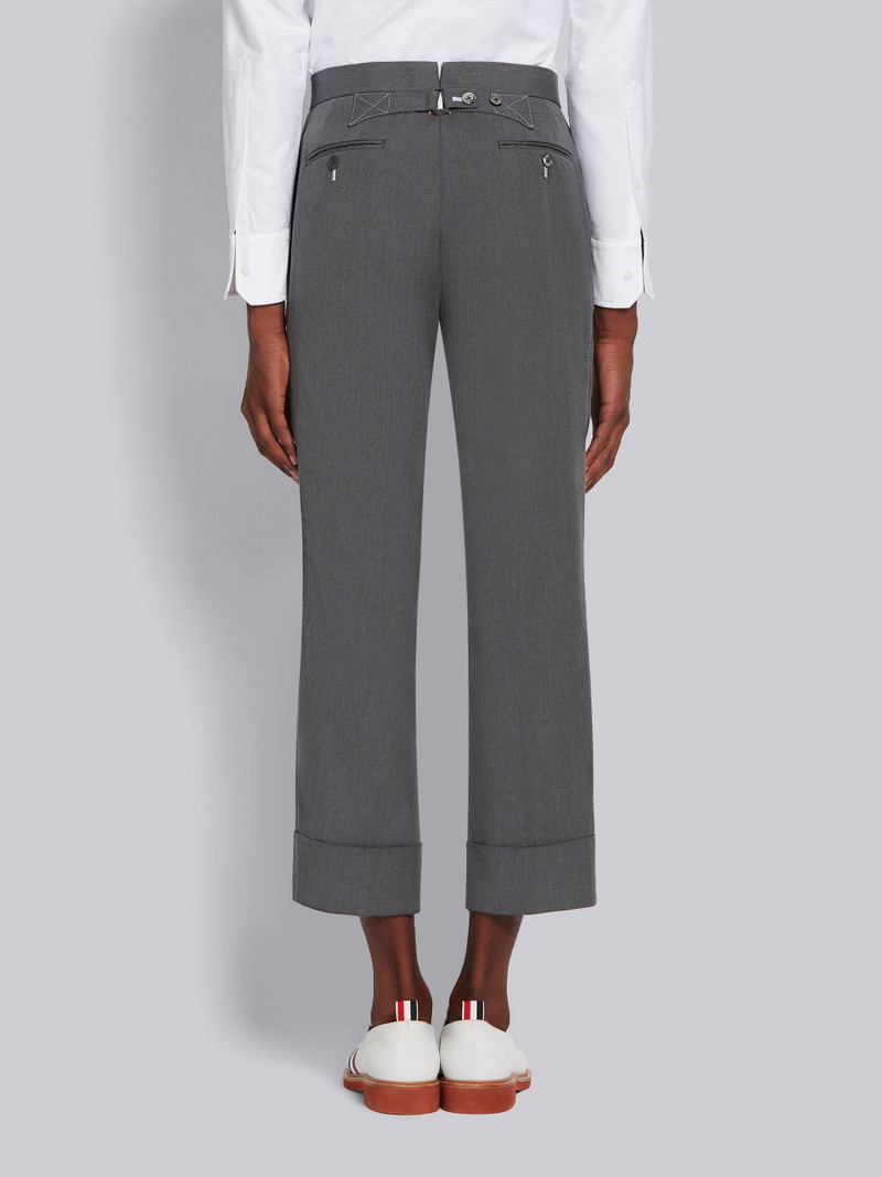 Medium Grey Cotton Typewriter Cloth Double Needle Stitch Classic Trouser 3