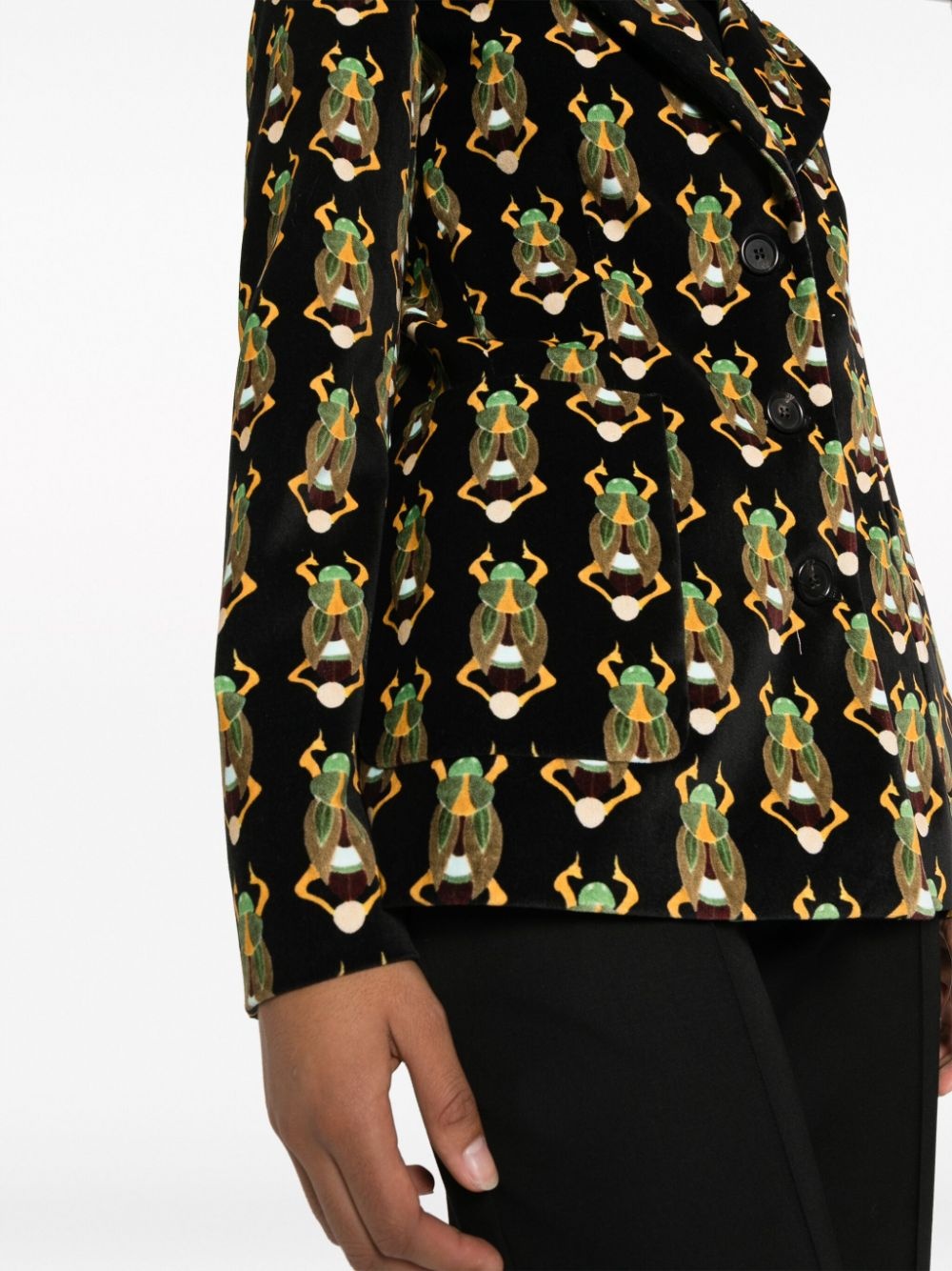 Scarab-print cotton blazer - 5