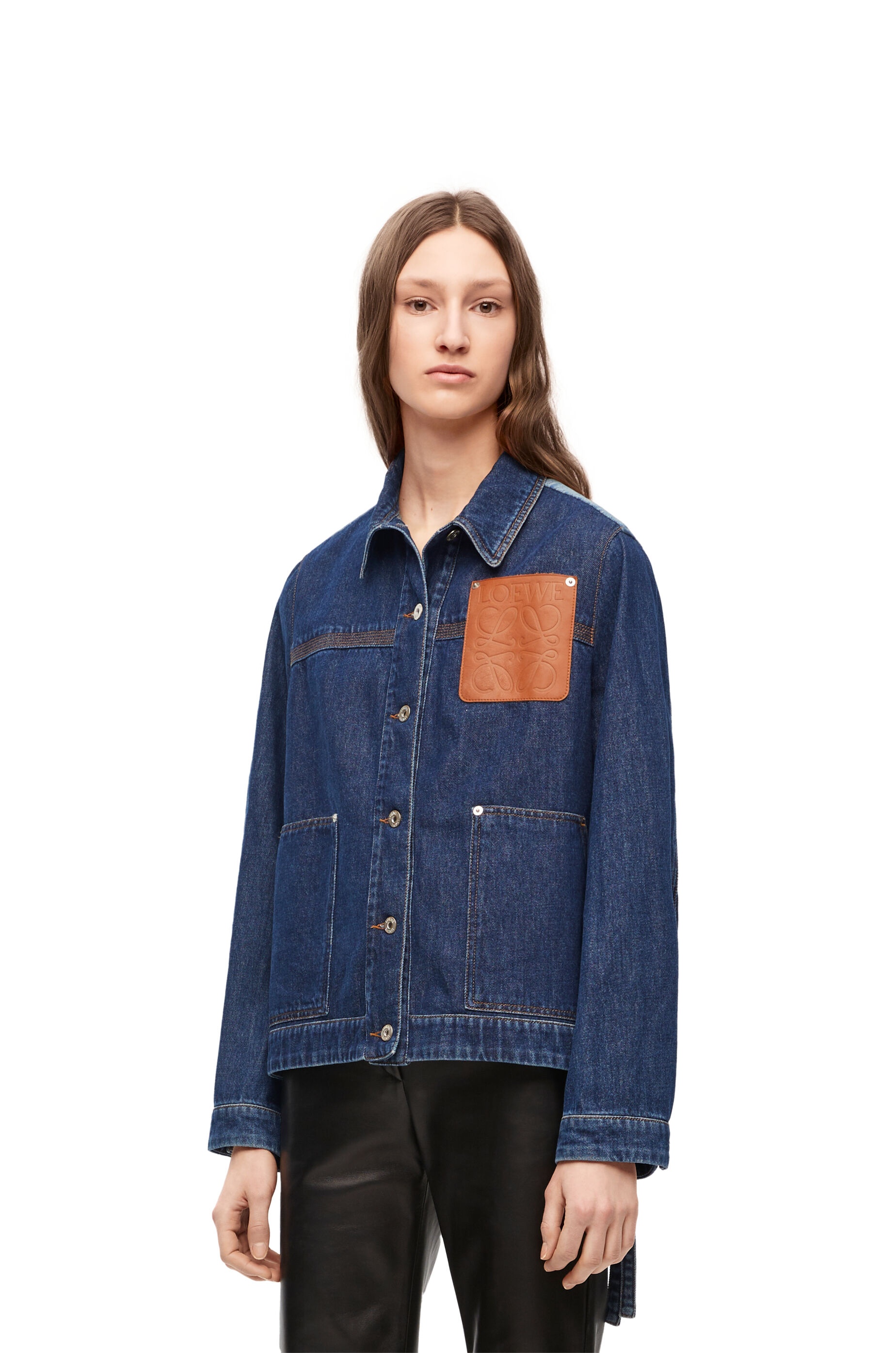 Loewe Anagram Workwear Denim Jacket in Blue