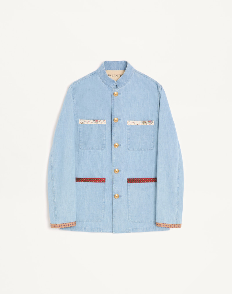 VALENTINO DENIM SAFARI JACKET WITH PRINTED EDGES 1