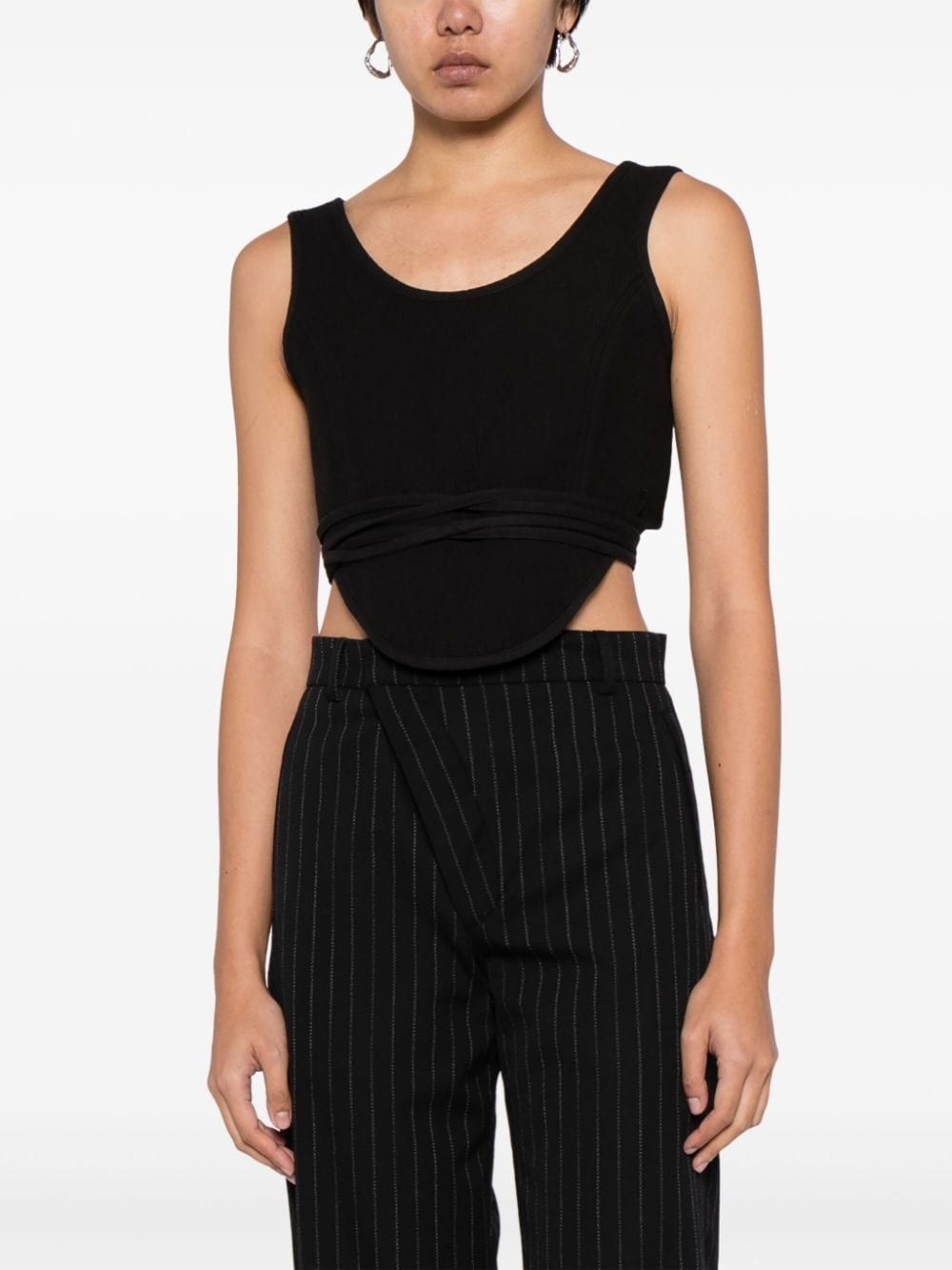 lace-up cropped top - 3
