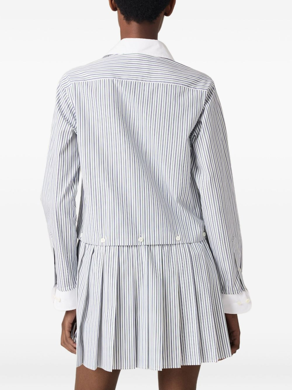 pleated striped mini shirt dress - 4