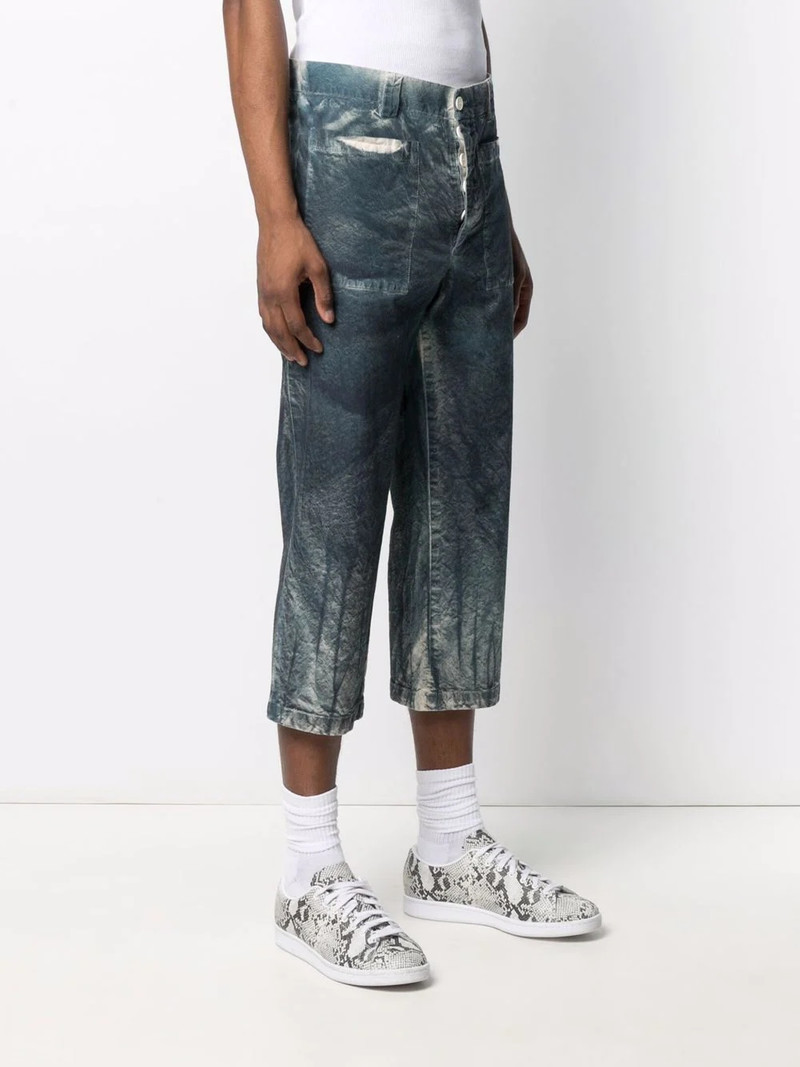 bleached-effect cropped trousers 3