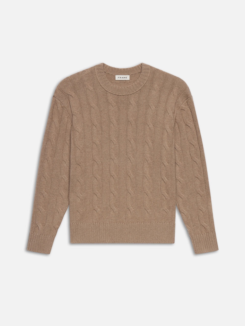 Cashmere Cable Crewneck in Light Brown - 1